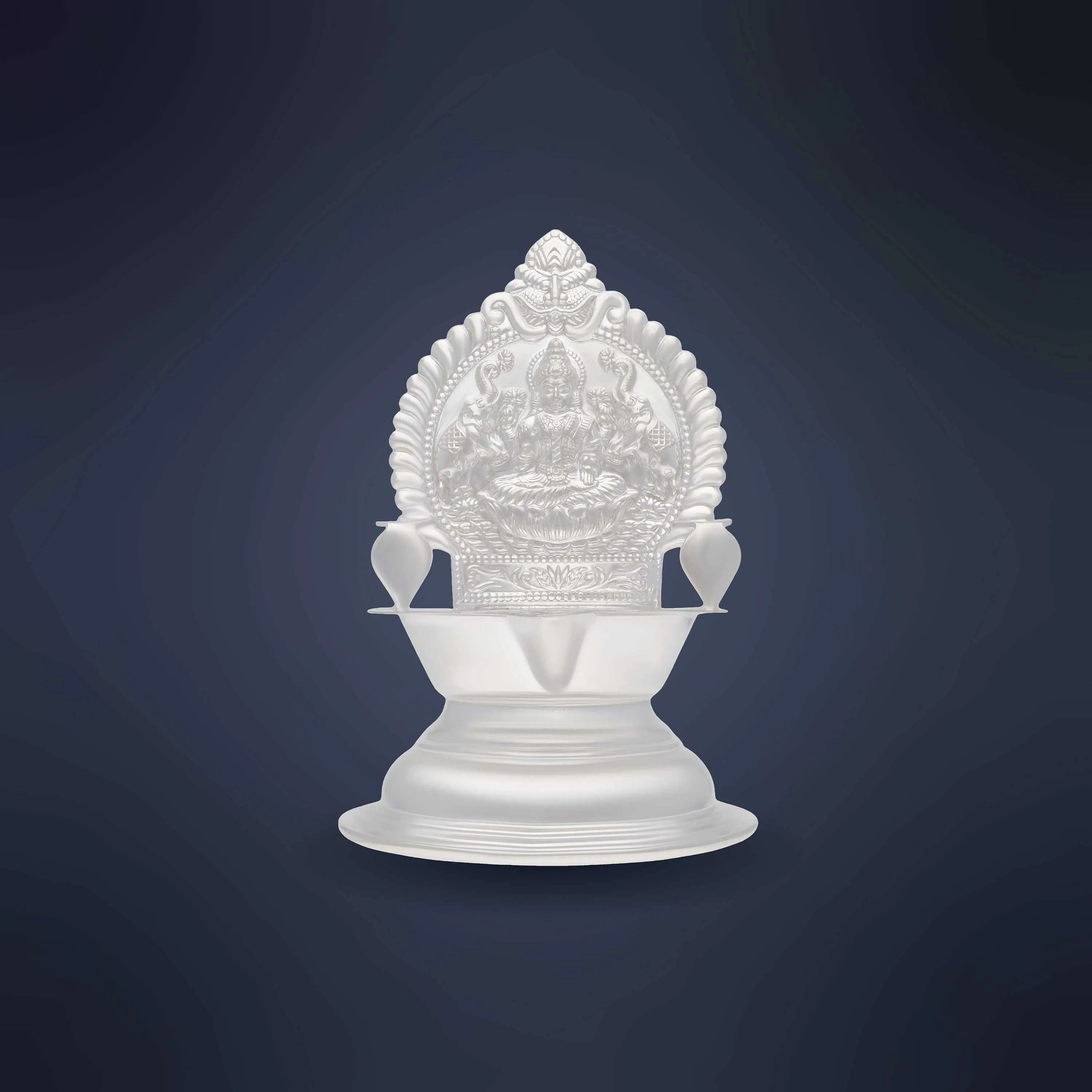 Classic Finely Detailed And Crafted Silver Kamakshi Lamp