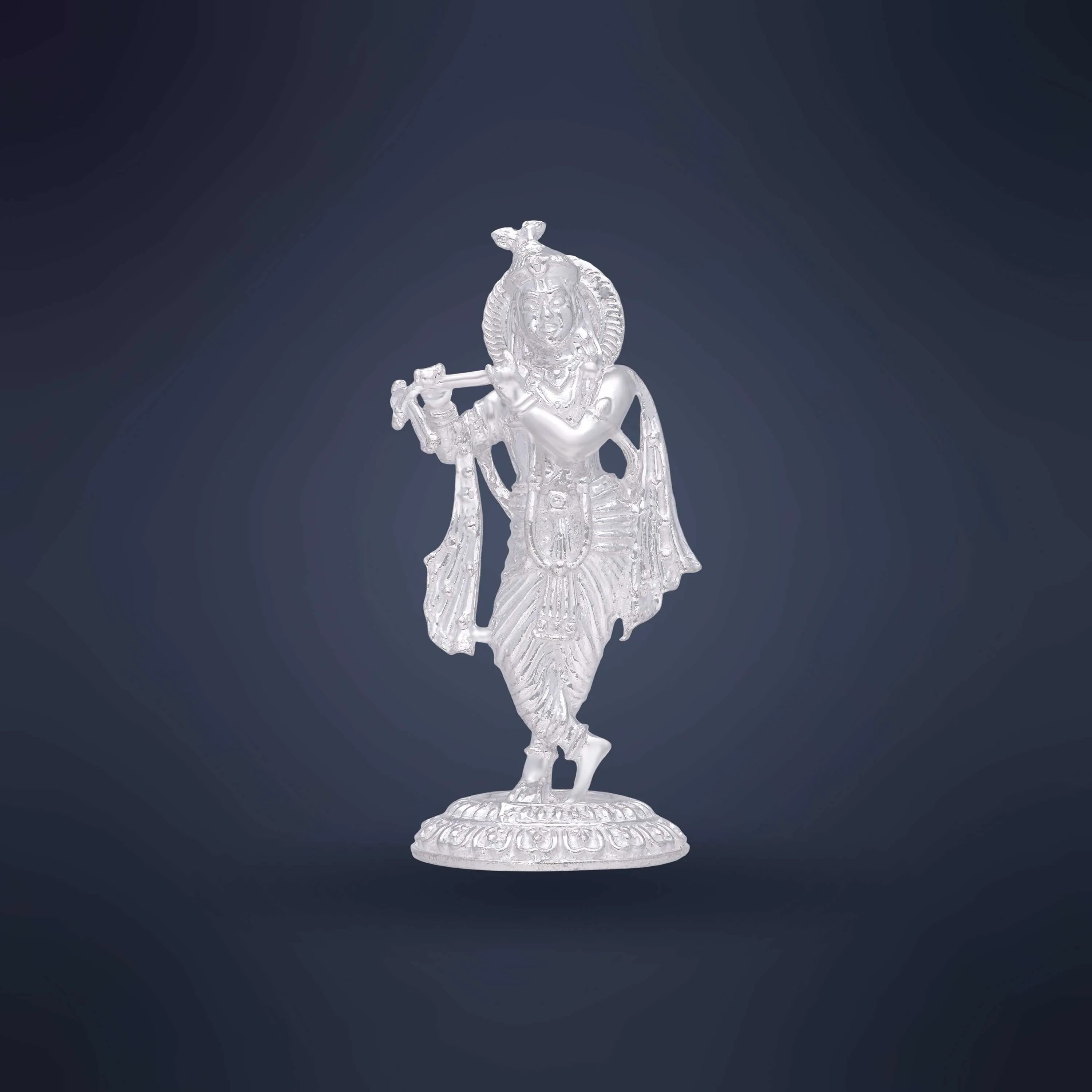 Divinely Detailed And Crafted Silver Sri Krishna Idol