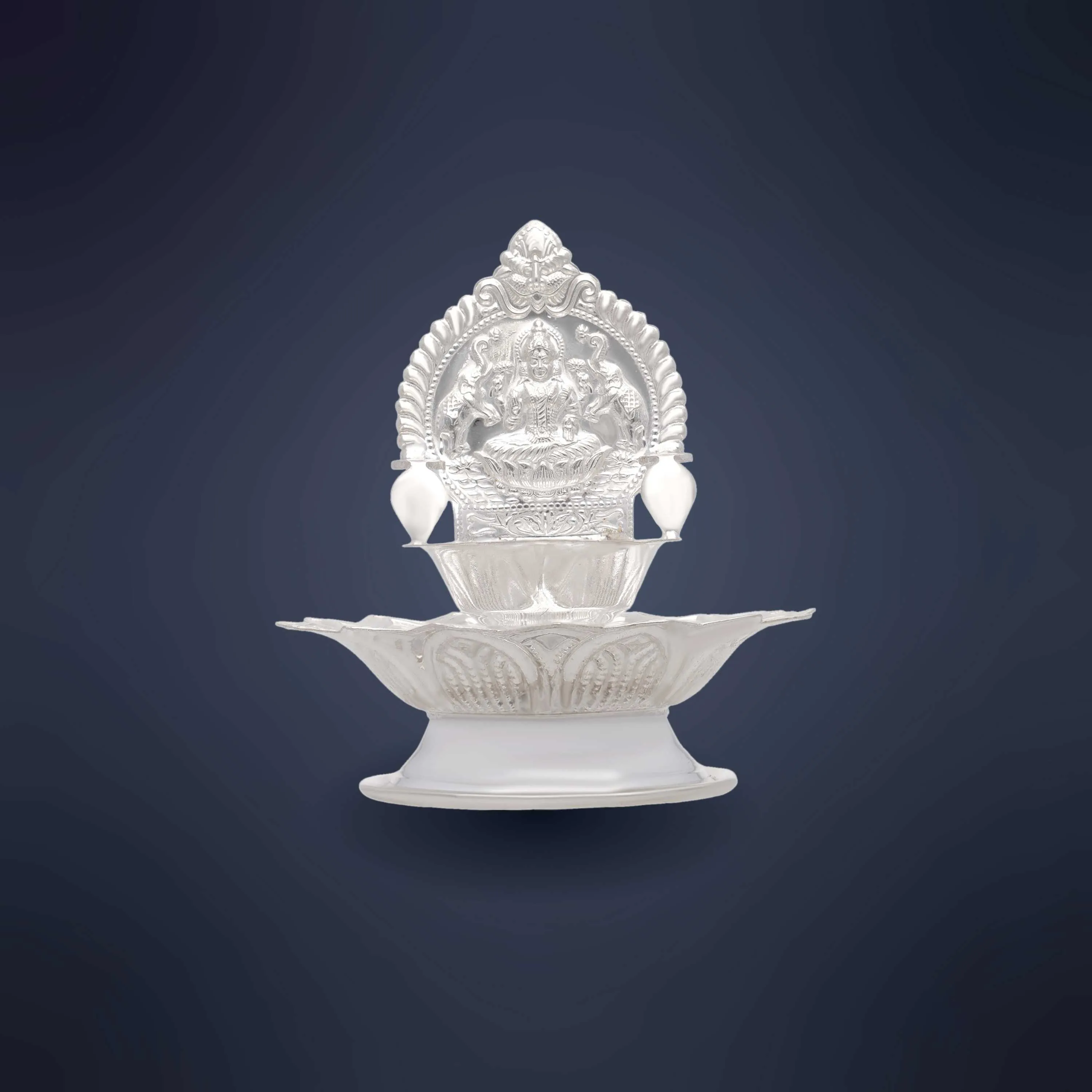 One Of Its Kind Silver Lotus Kamakshi Lamp