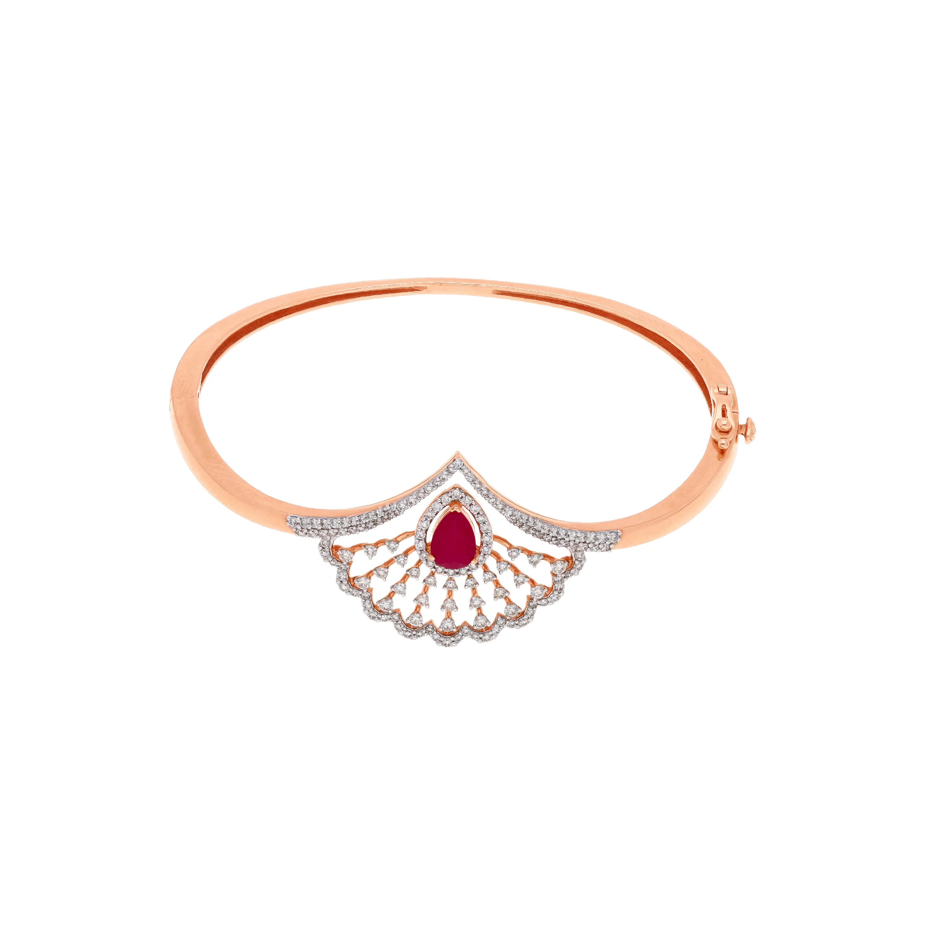 Charmingly Detailed And Diamond Studded 18KT Rose Gold Bangles
