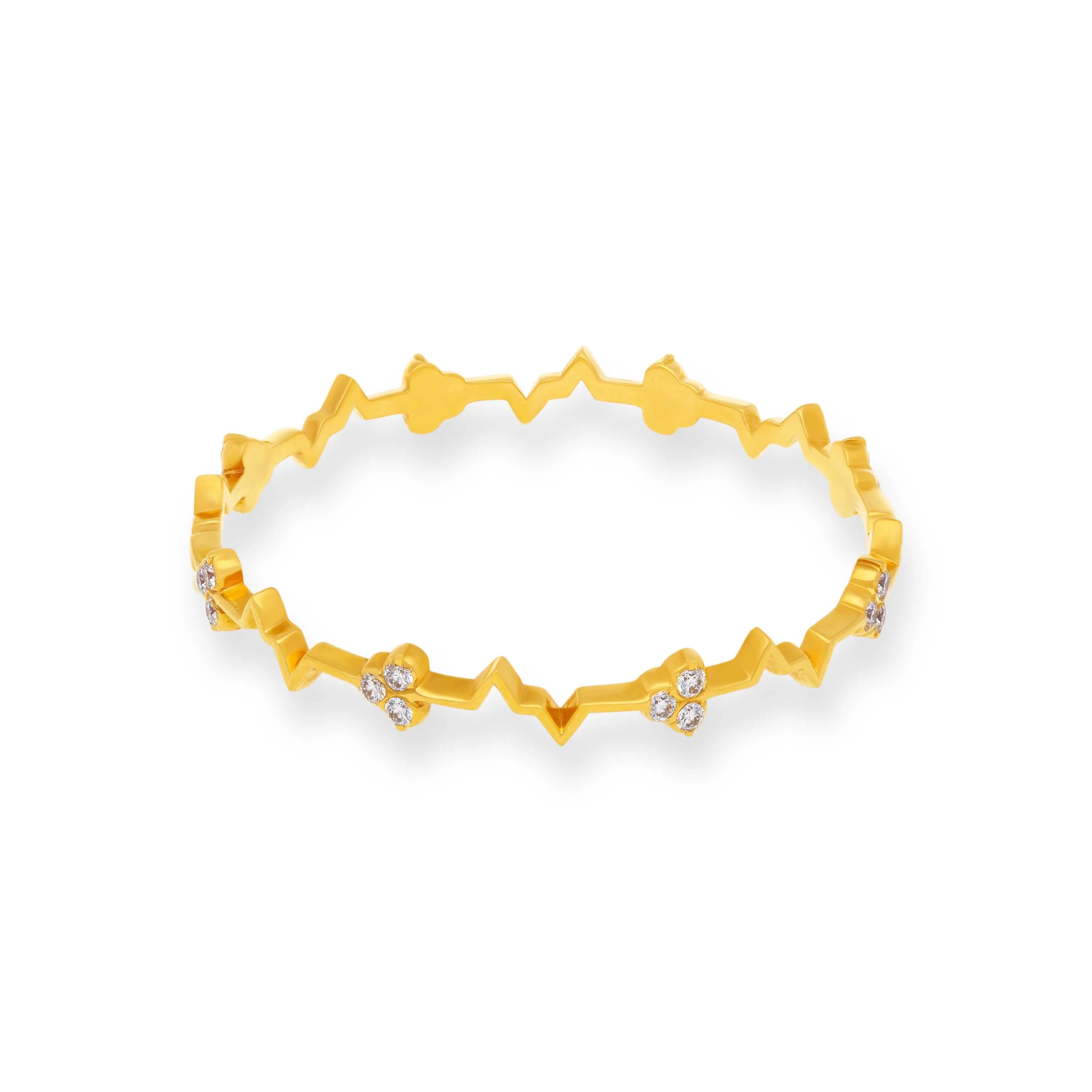 Charmingly Detailed And Diamond Studded 22KT Gold Close Setting Bangles