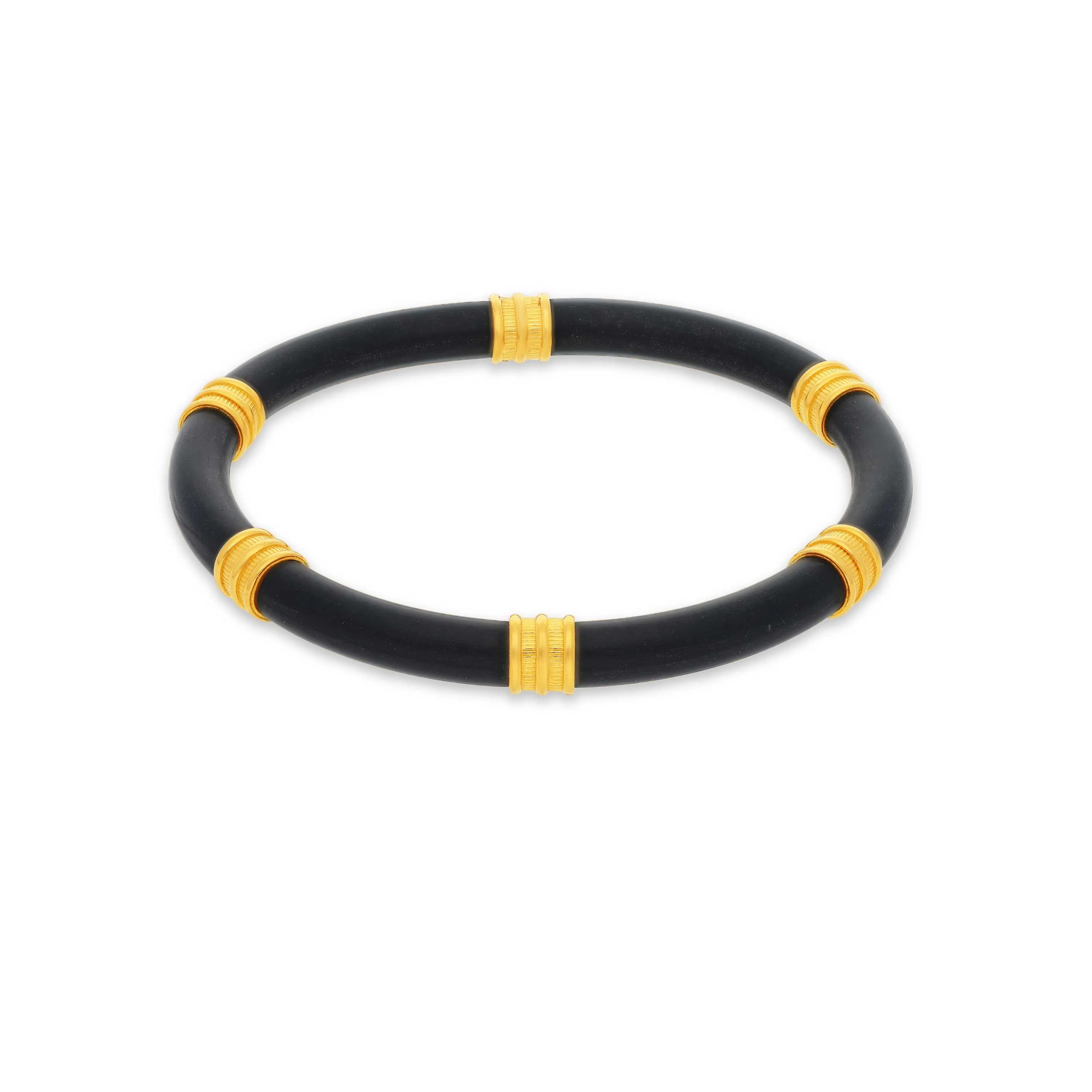 Gold Bangles Black Rubber Gold Kada – ZIVOM