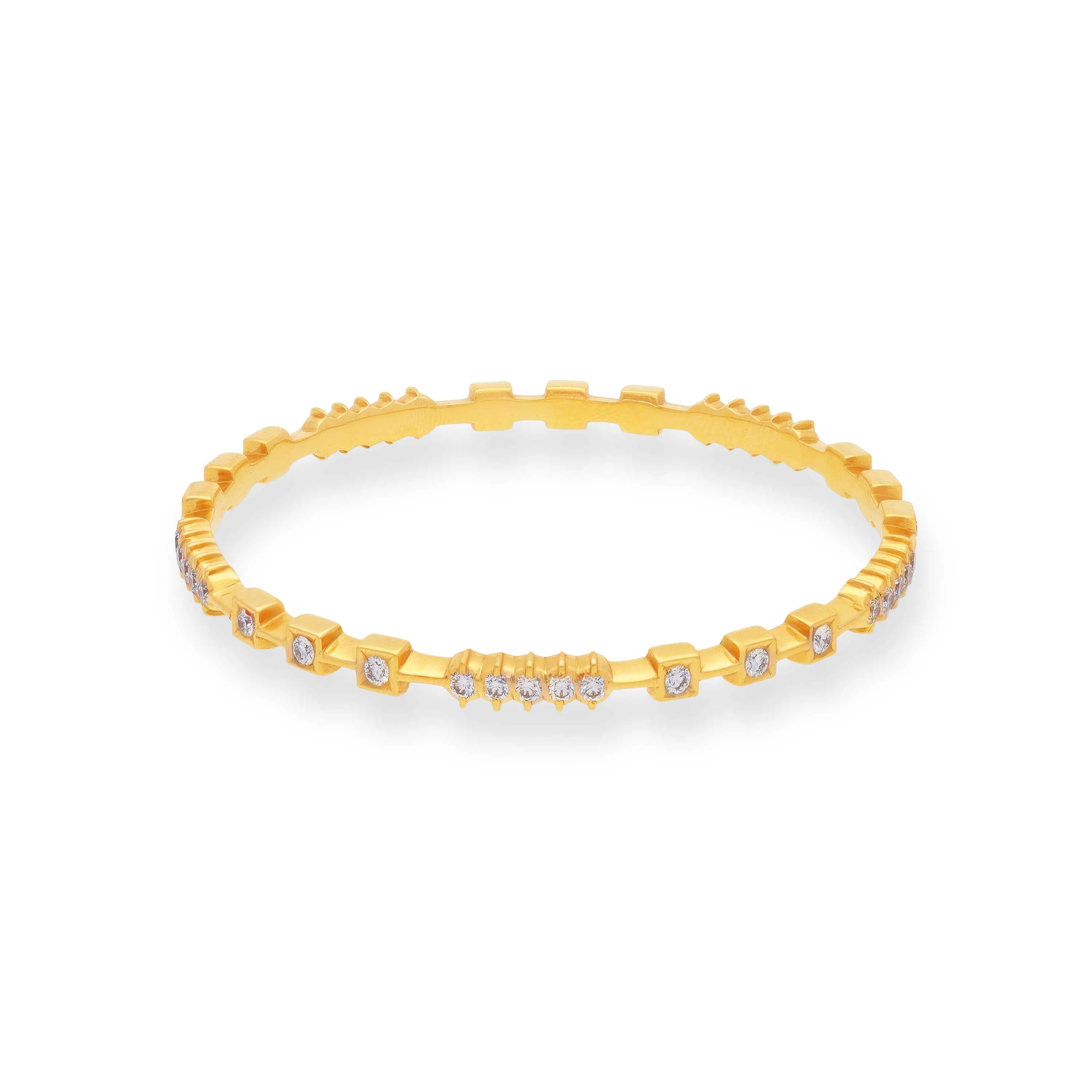 Traditionally Crafted And Diamond Studded 22KT Gold Close Setting Bangles