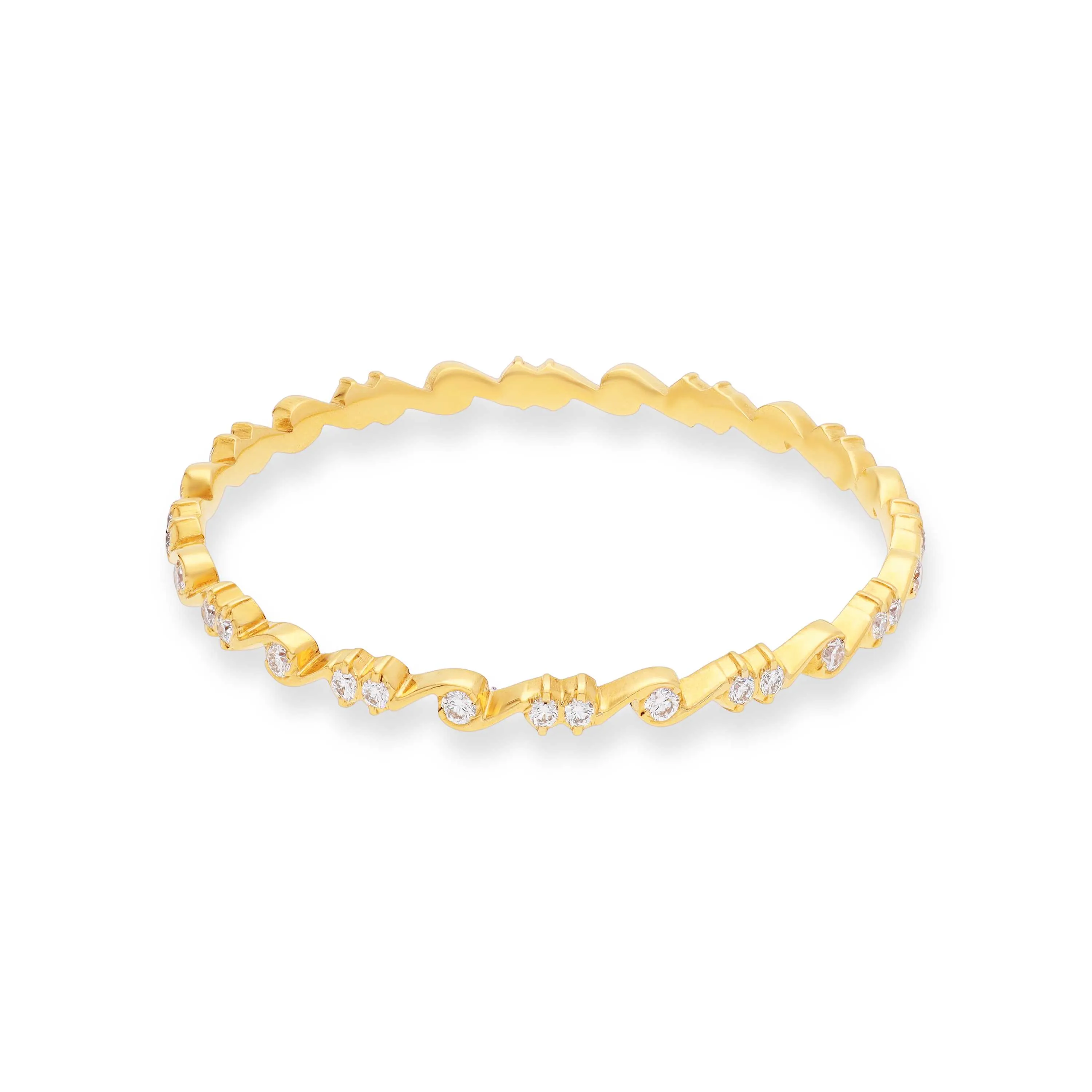 Traditionally Crafted And Diamond Studded 22KT Gold Close Setting Bangles