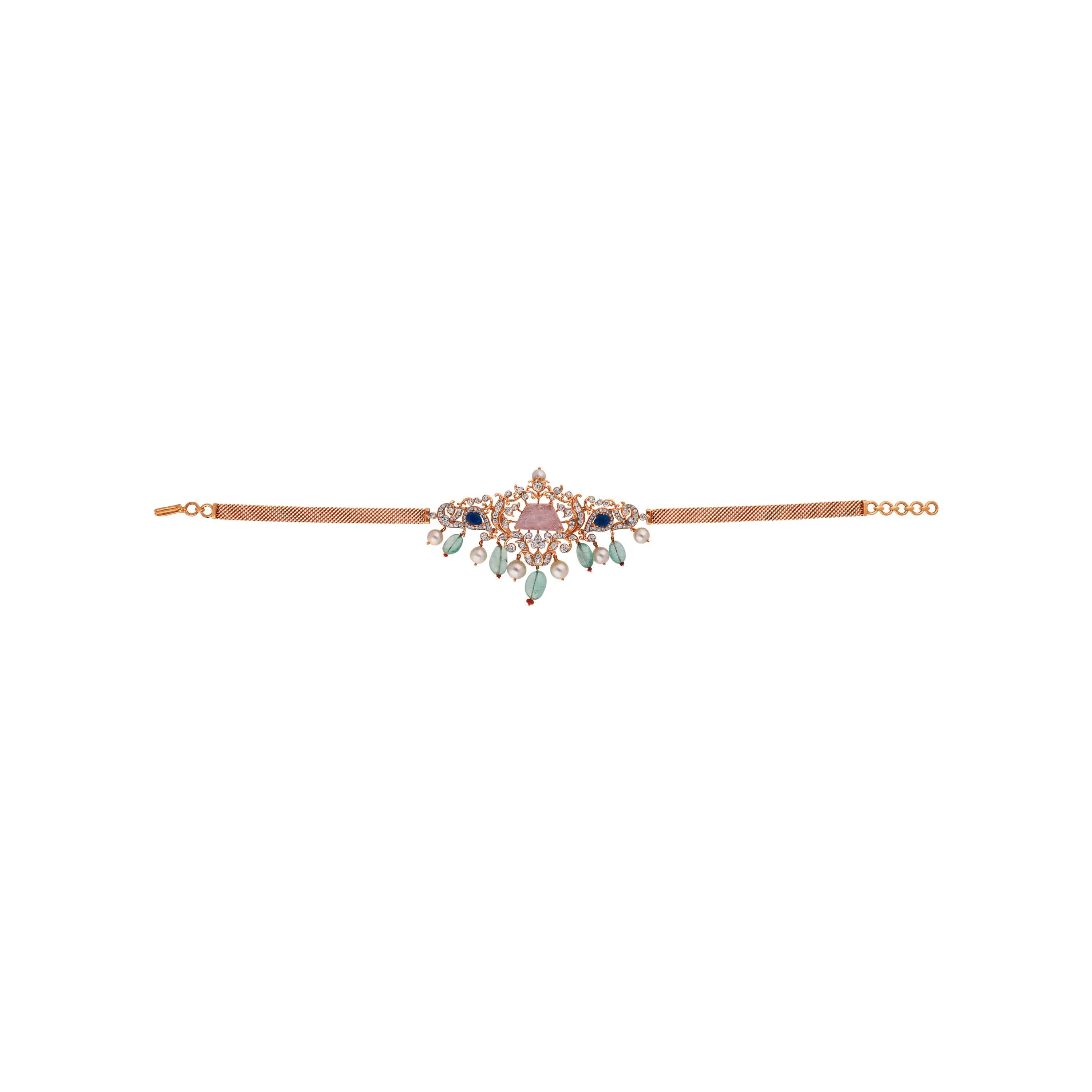 Glamorously Detailed And Diamond Studded 18KT Rose Gold Baju Bandhi