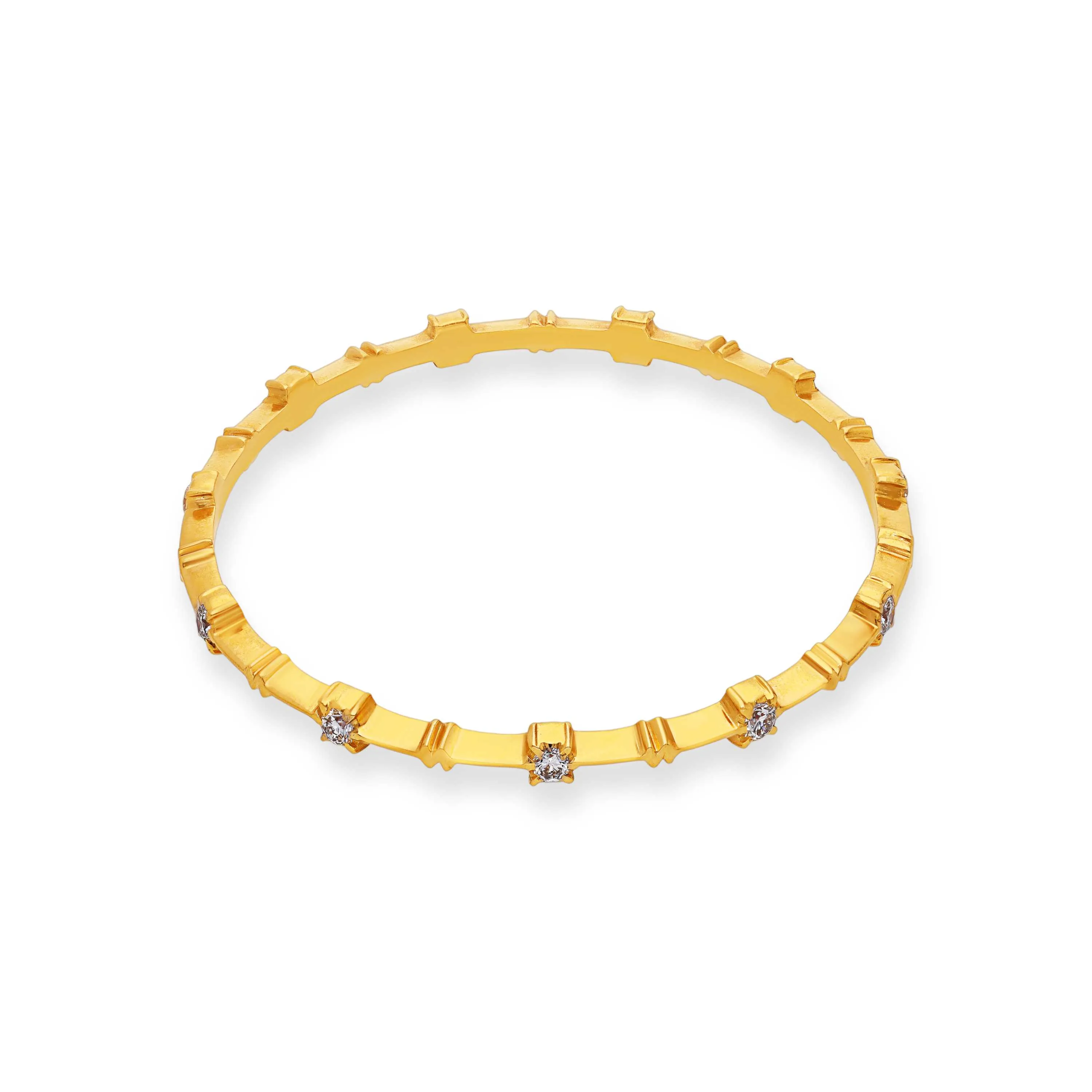 Traditionally Crafted And Diamond Studded 22KT Gold Close Setting Bangles