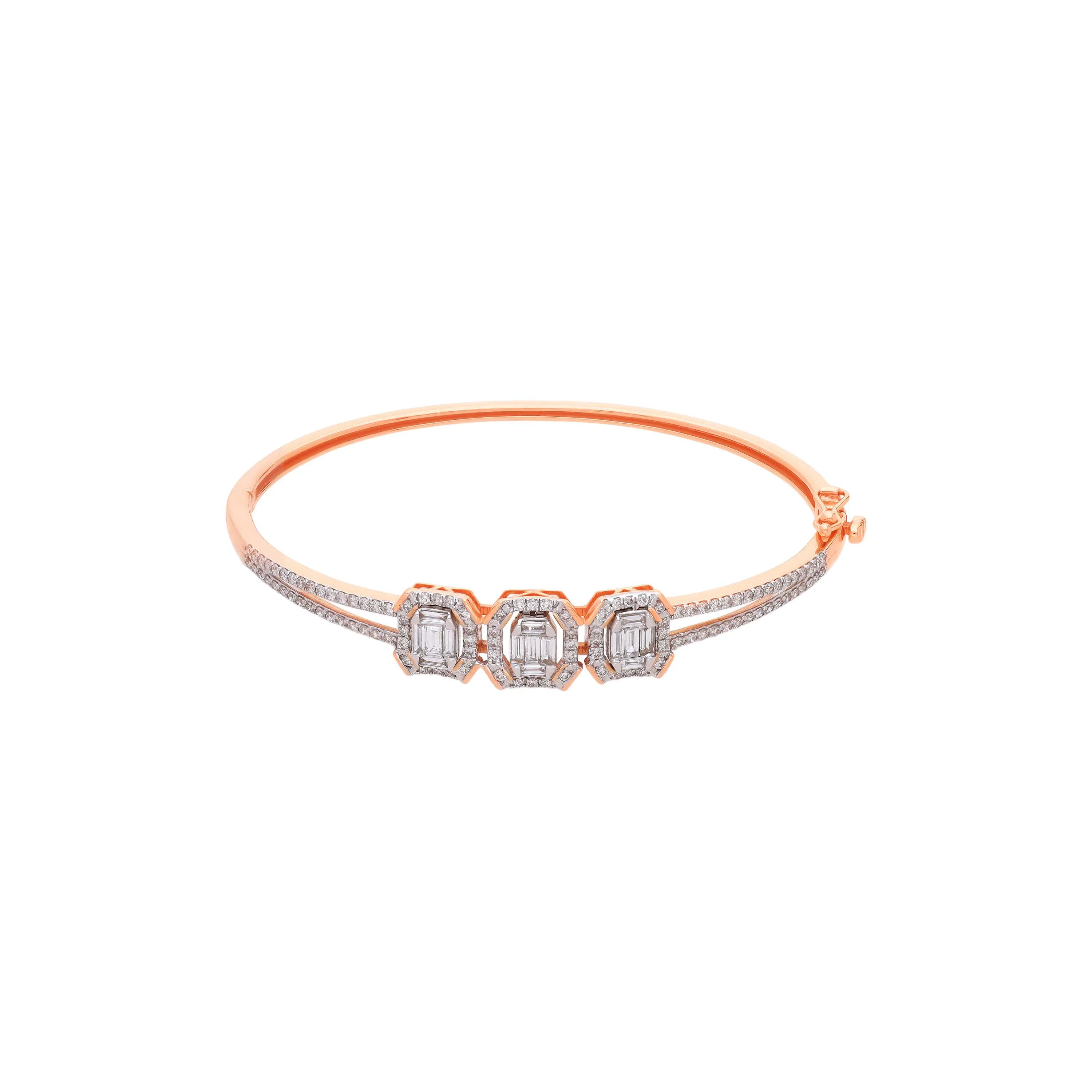 Glamorously Detailed And Diamond Studded 18KT Rose Gold Kada