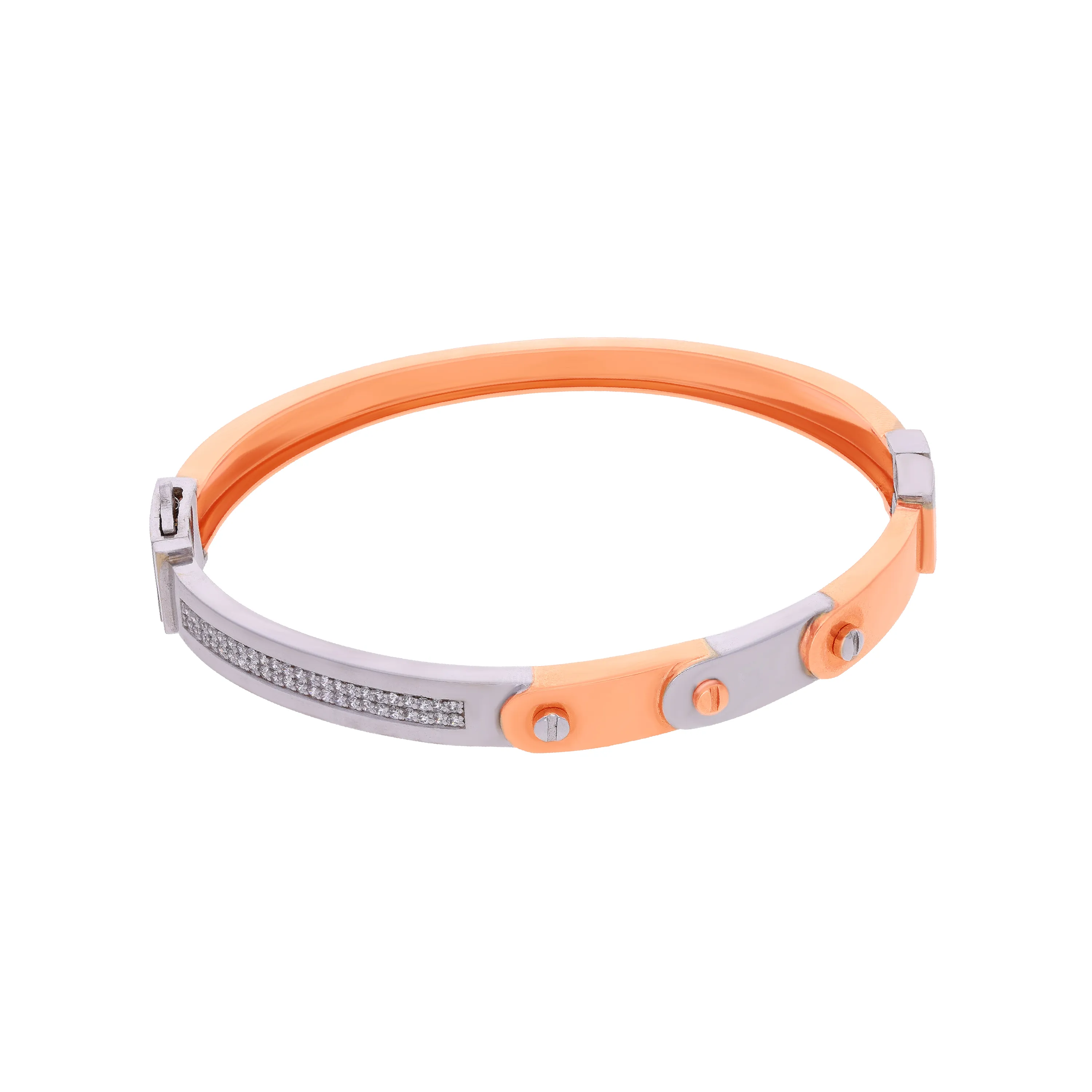 Studded And Detailed 18KT Rose Gold Kada For Men