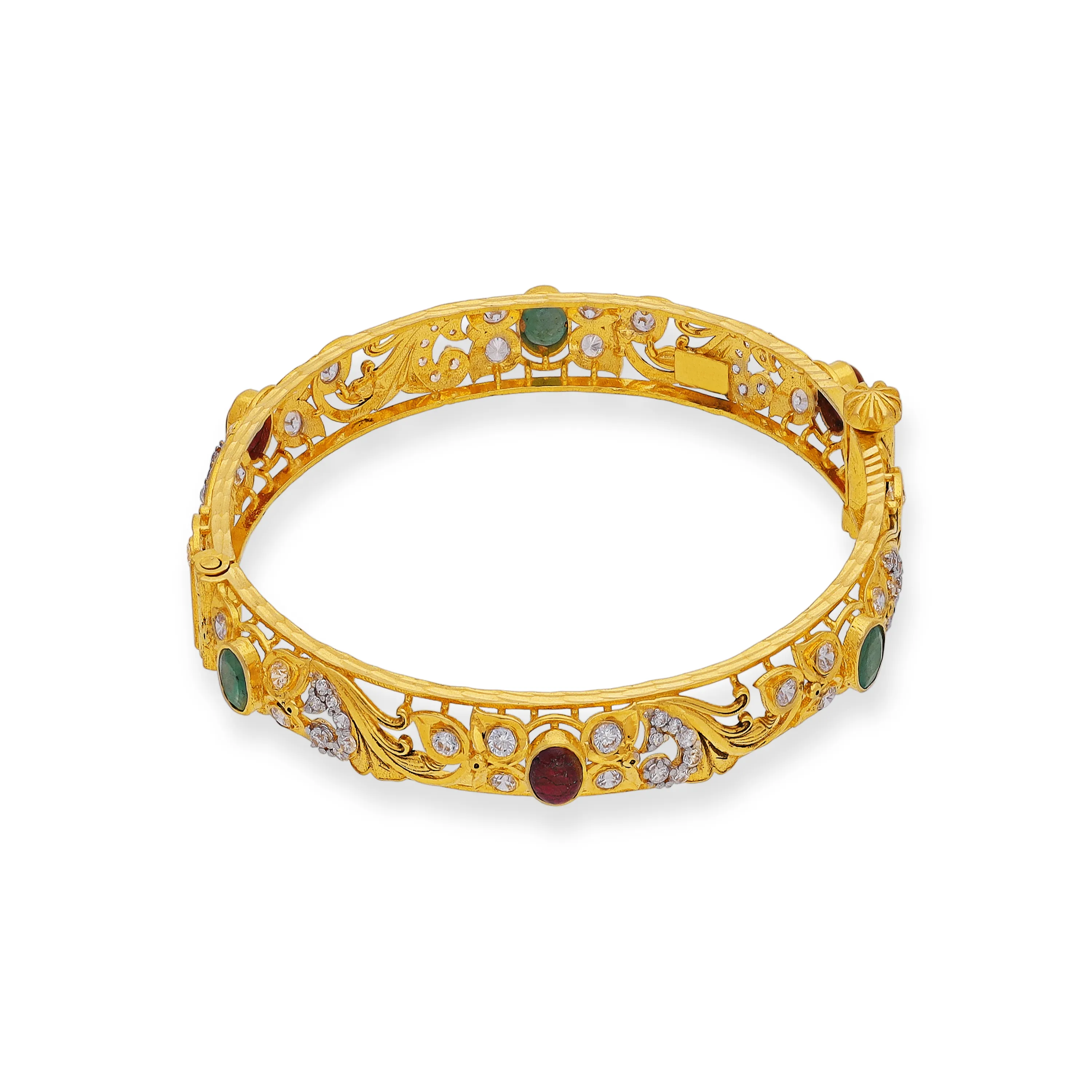 Antique Finished And Studded 22KT Gold Baby Bangles
