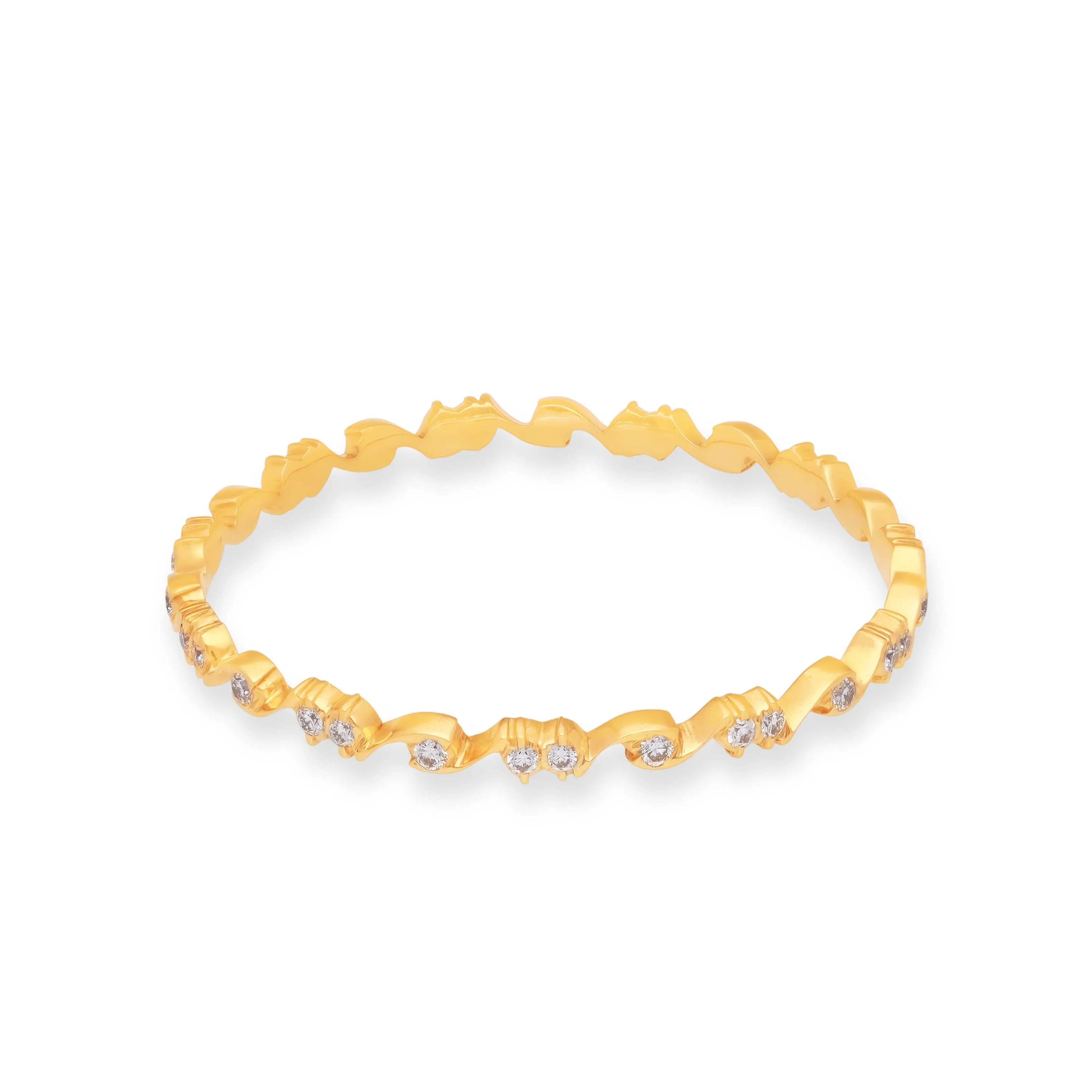 Traditionally Crafted And Diamond Studded 22KT Gold Close Setting Bangles