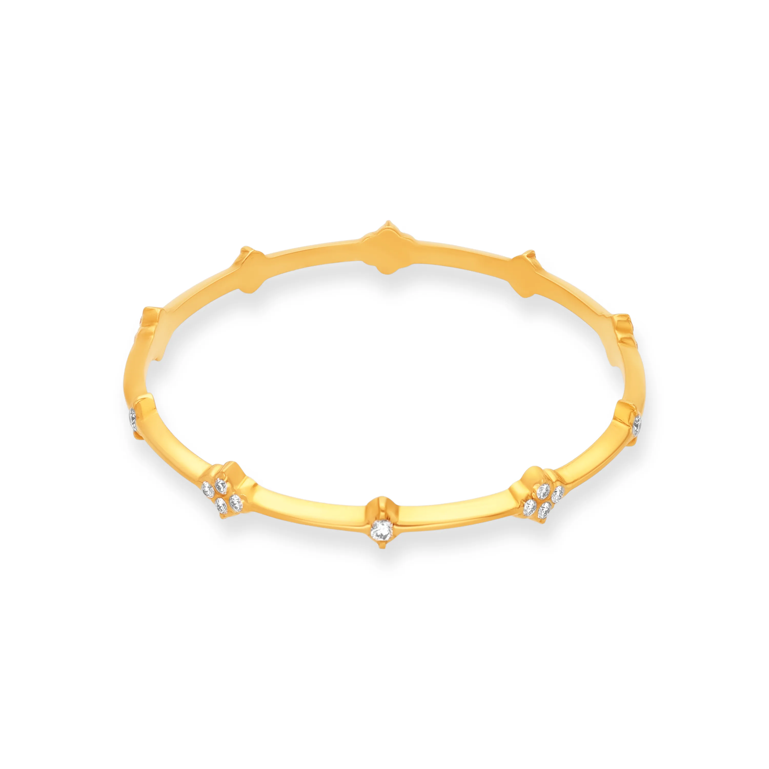 Traditionally Crafted And Diamond Studded 22KT Gold Close Setting Bangles