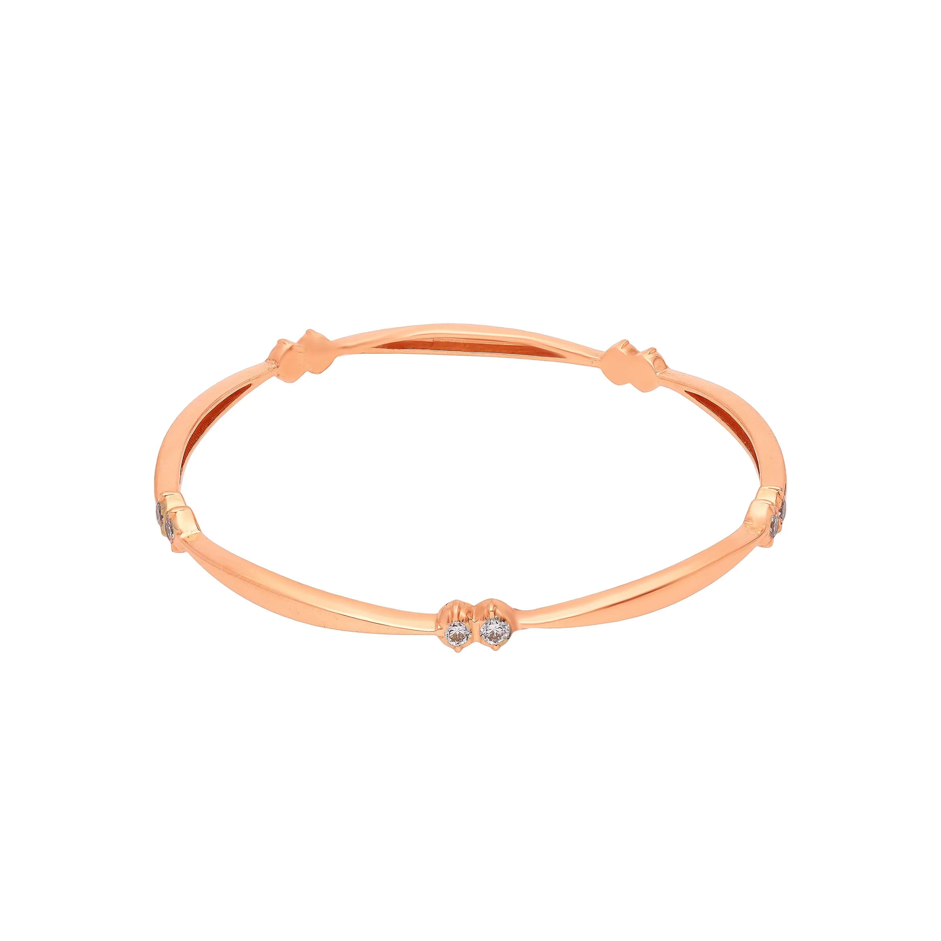 Glamorously Detailed And Diamond Studded 22KT Rose Gold Close Setting ...