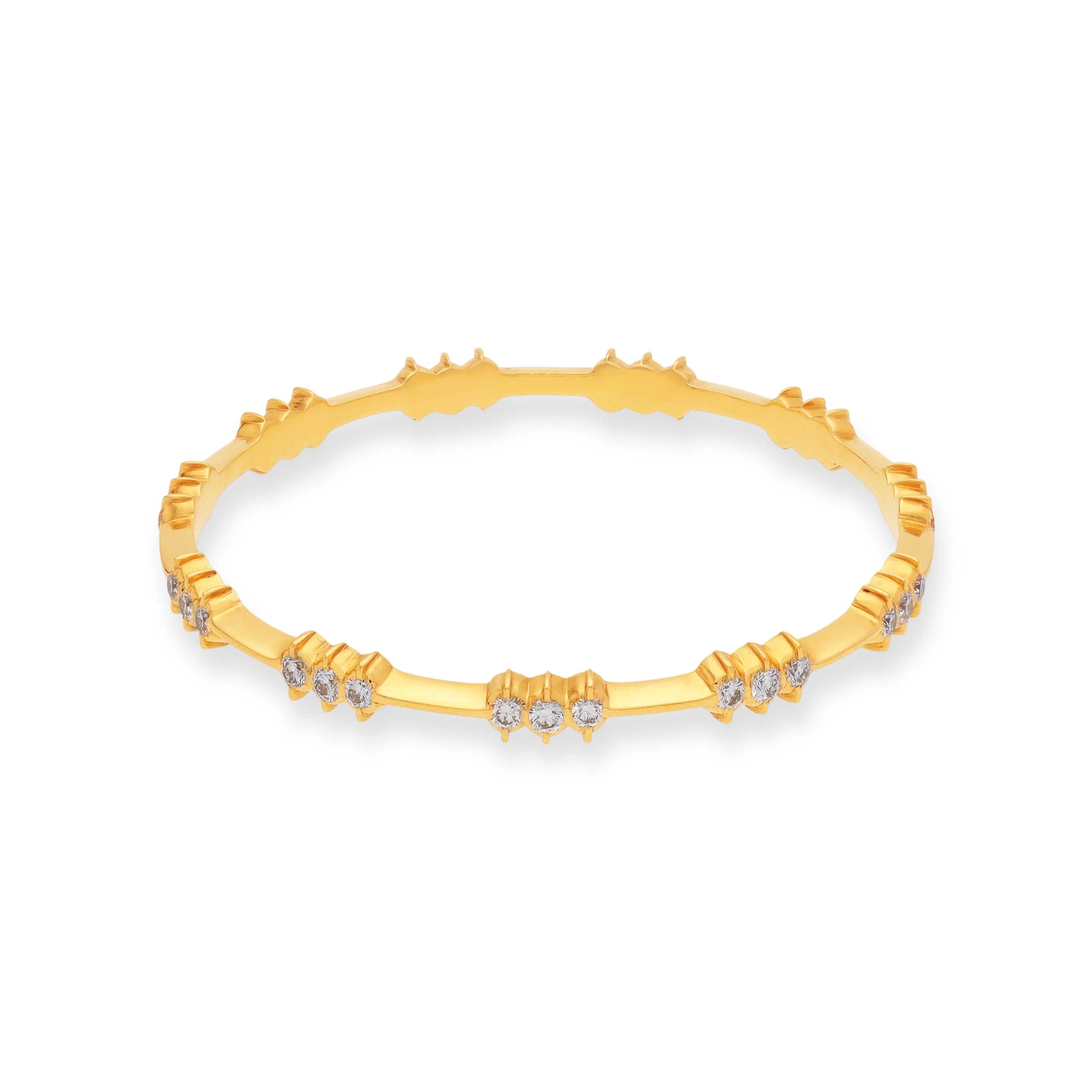 Traditionally Crafted And Diamond Studded 22KT Gold Close Setting Bangles