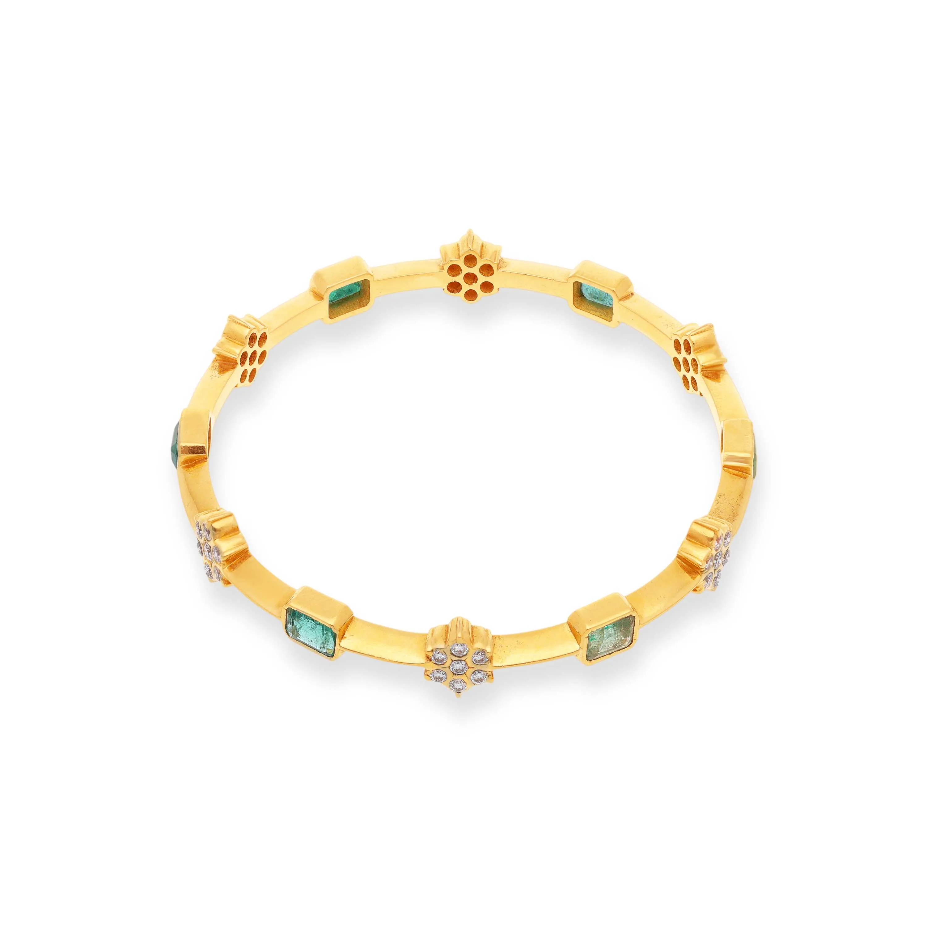 Traditionally Crafted And Diamond Studded 22KT Gold Close Setting Bangles