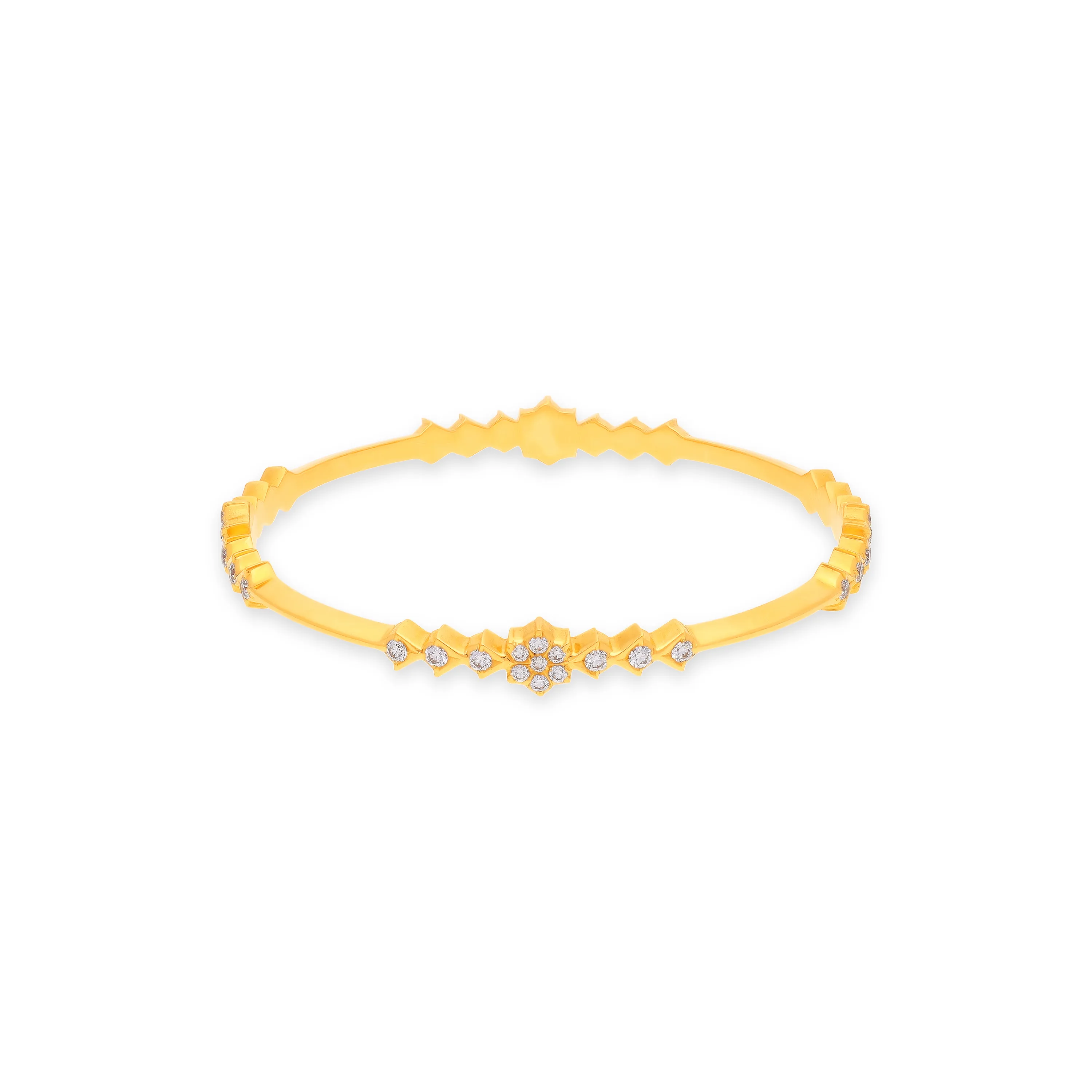 Traditionally Crafted And Diamond Studded 22KT Gold Close Setting Bangles