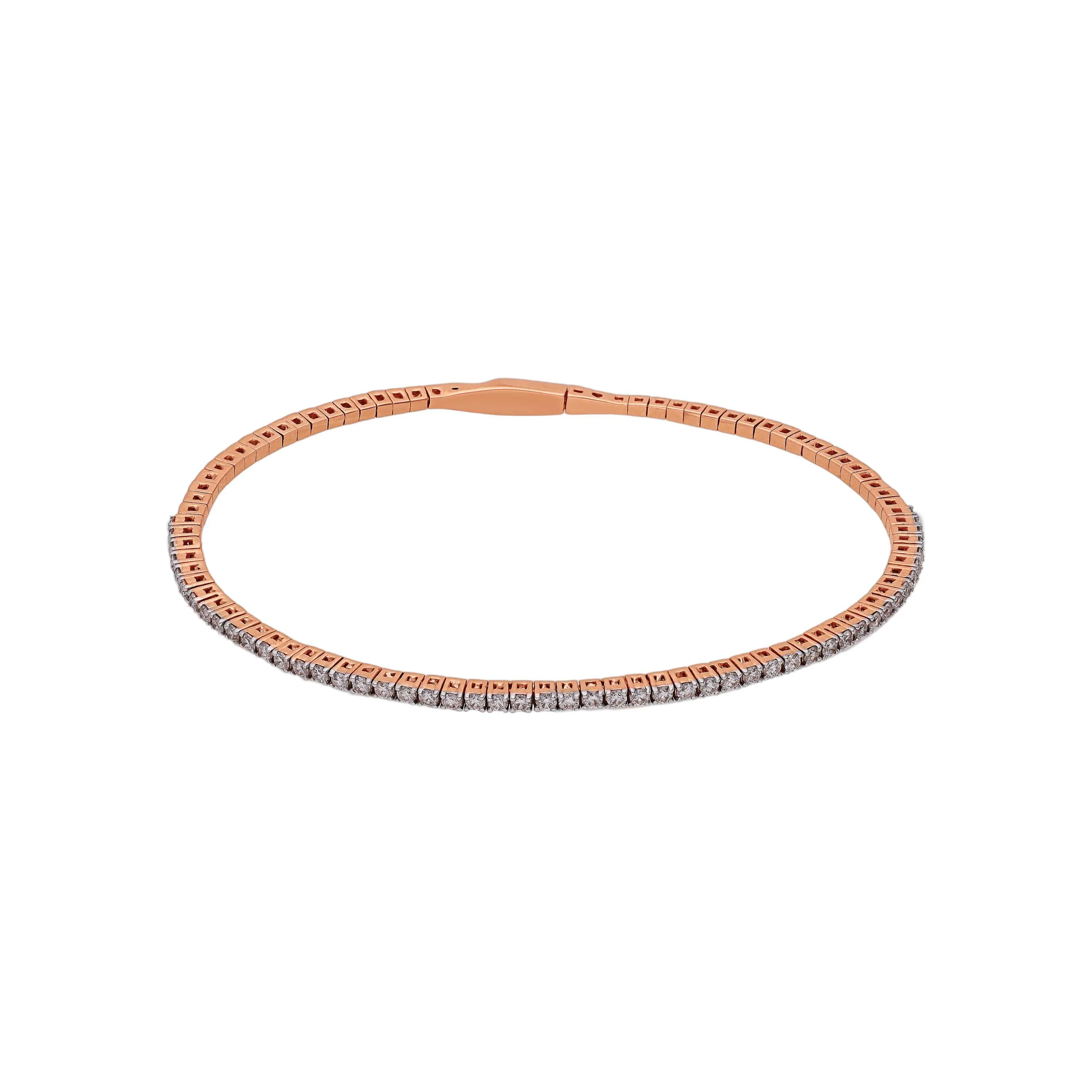 Glamorously Detailed And Diamond Studded 18KT Rose Gold Bangles