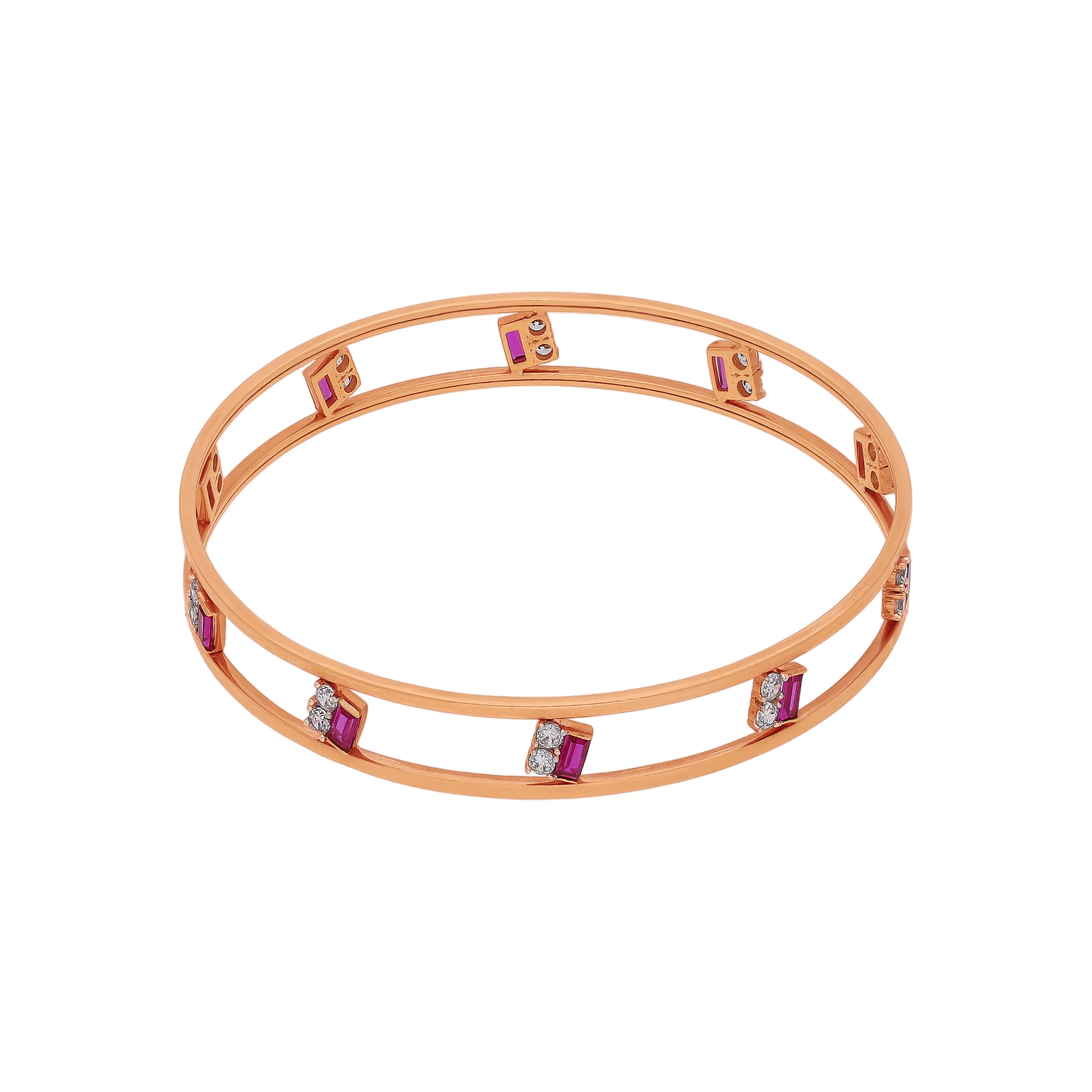 Studded And Detailed 18KT Rose Gold Bangles For Women
