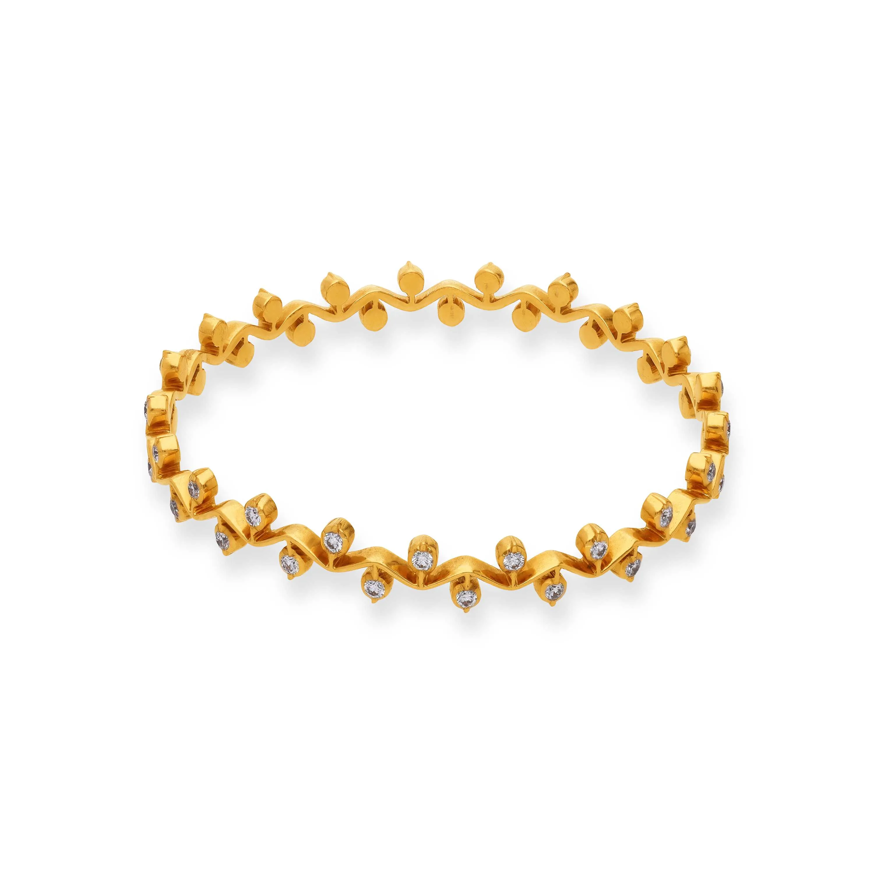 Traditionally Crafted And Diamond Studded 22KT Gold Close Setting Bangles