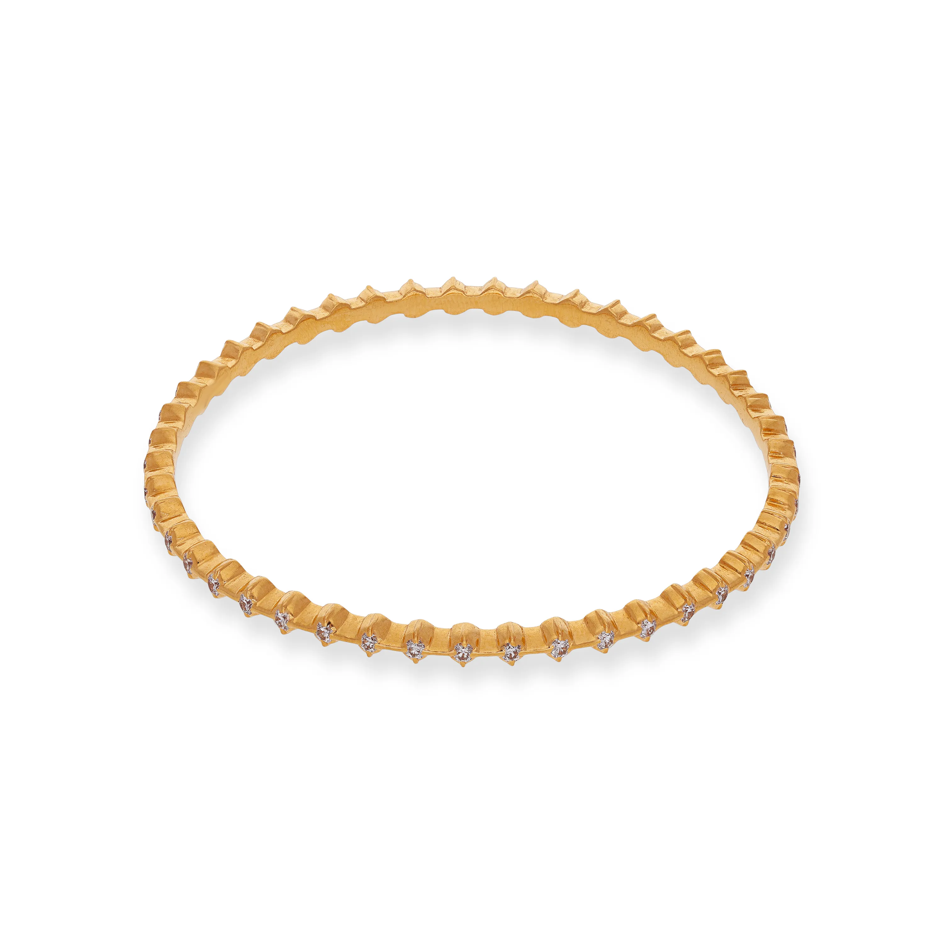 Traditionally Crafted And Diamond Studded 22KT Gold Close Setting Bangles