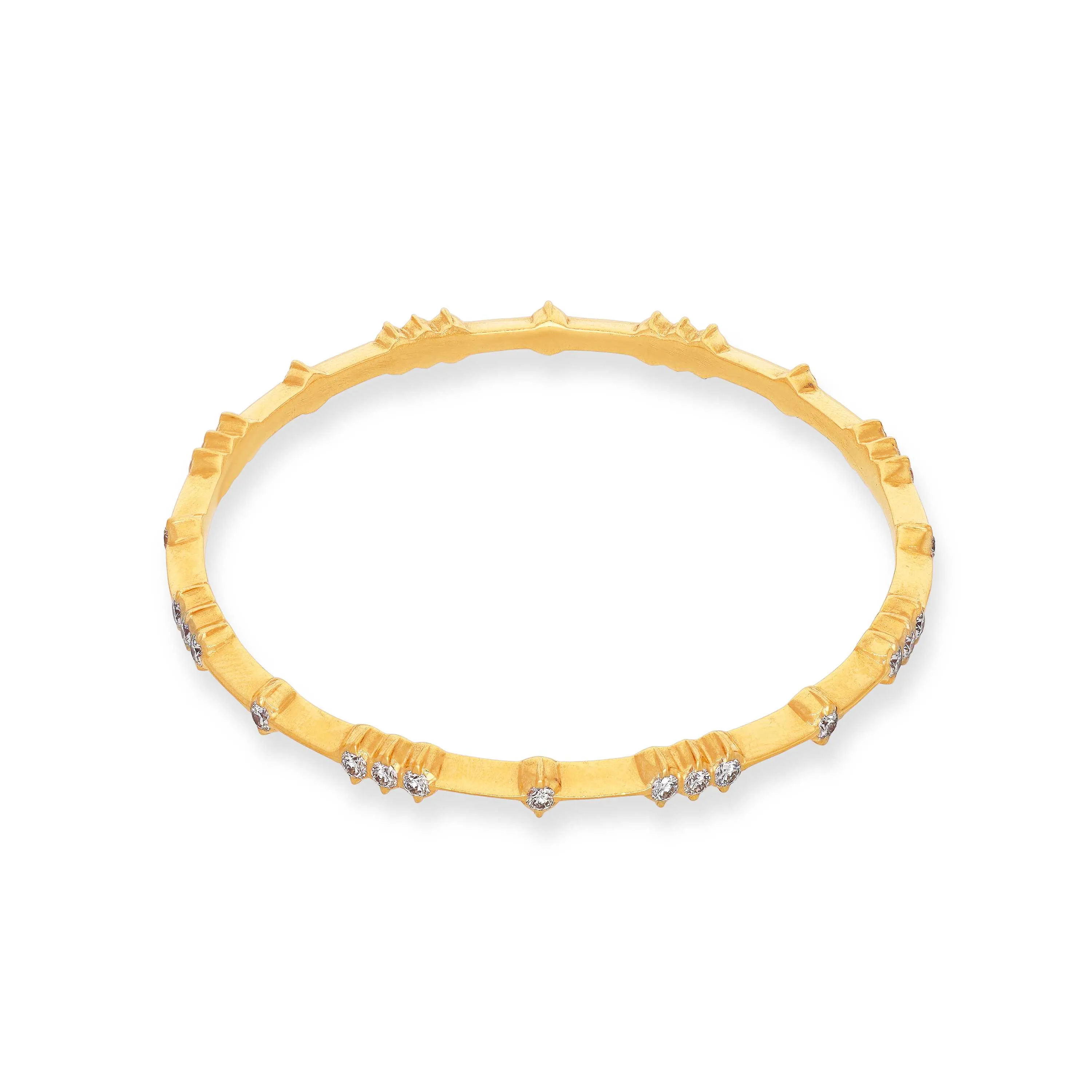 Traditionally Crafted And Diamond Studded 22KT Gold Close Setting Bangles