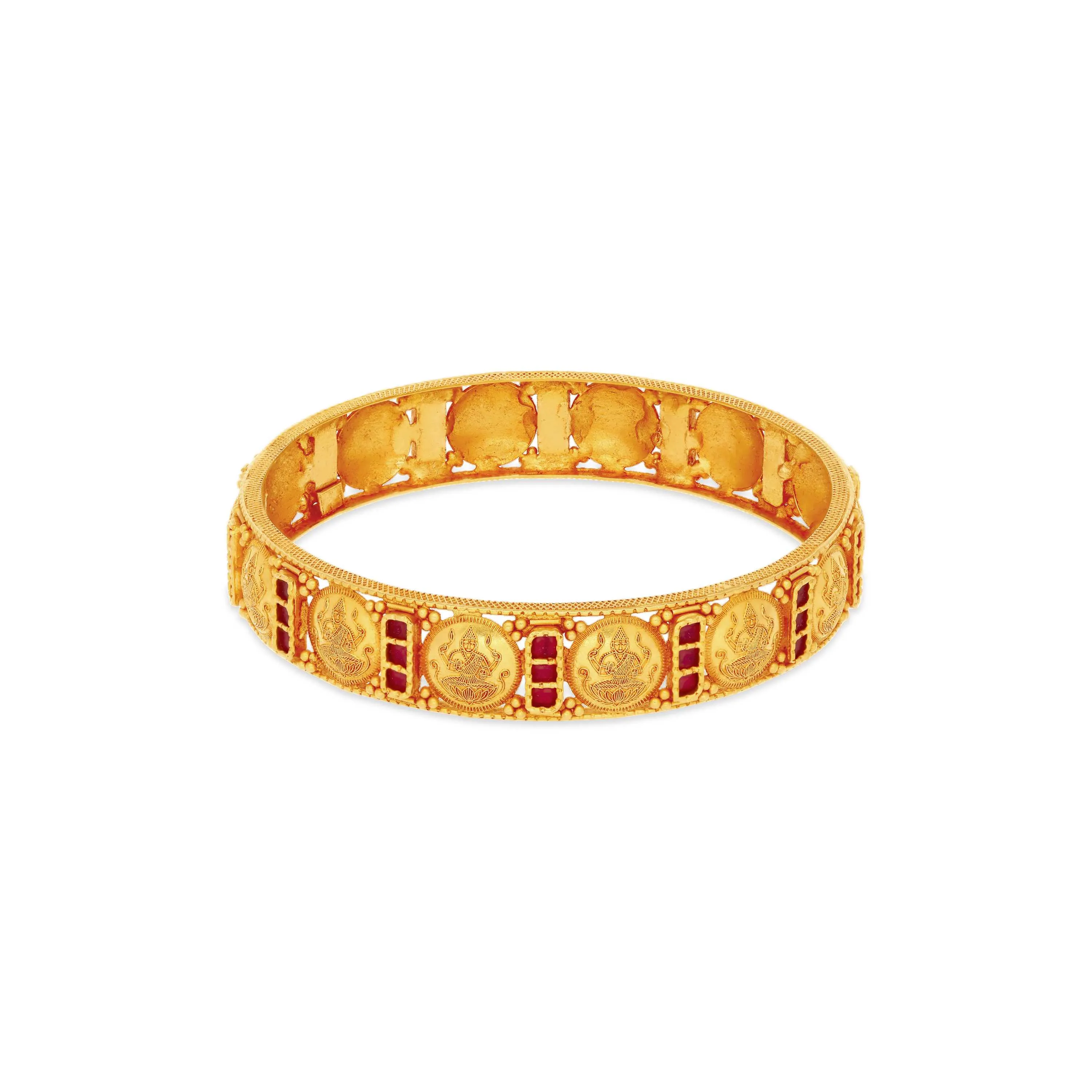 Premium Gheru Finished And Studded 22KT Gold Bangles