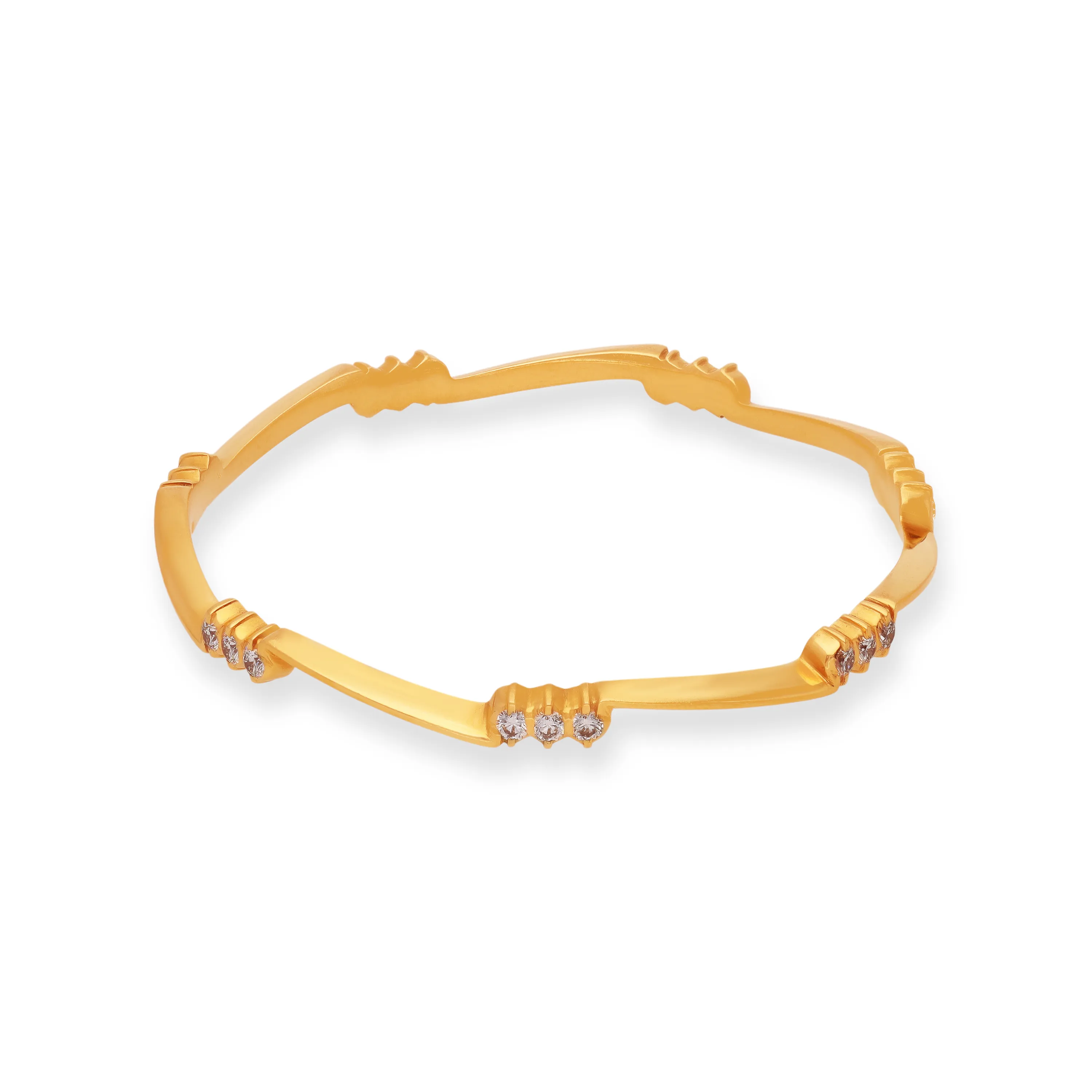Traditionally Crafted And Diamond Studded 22KT Gold Close Setting Bangles