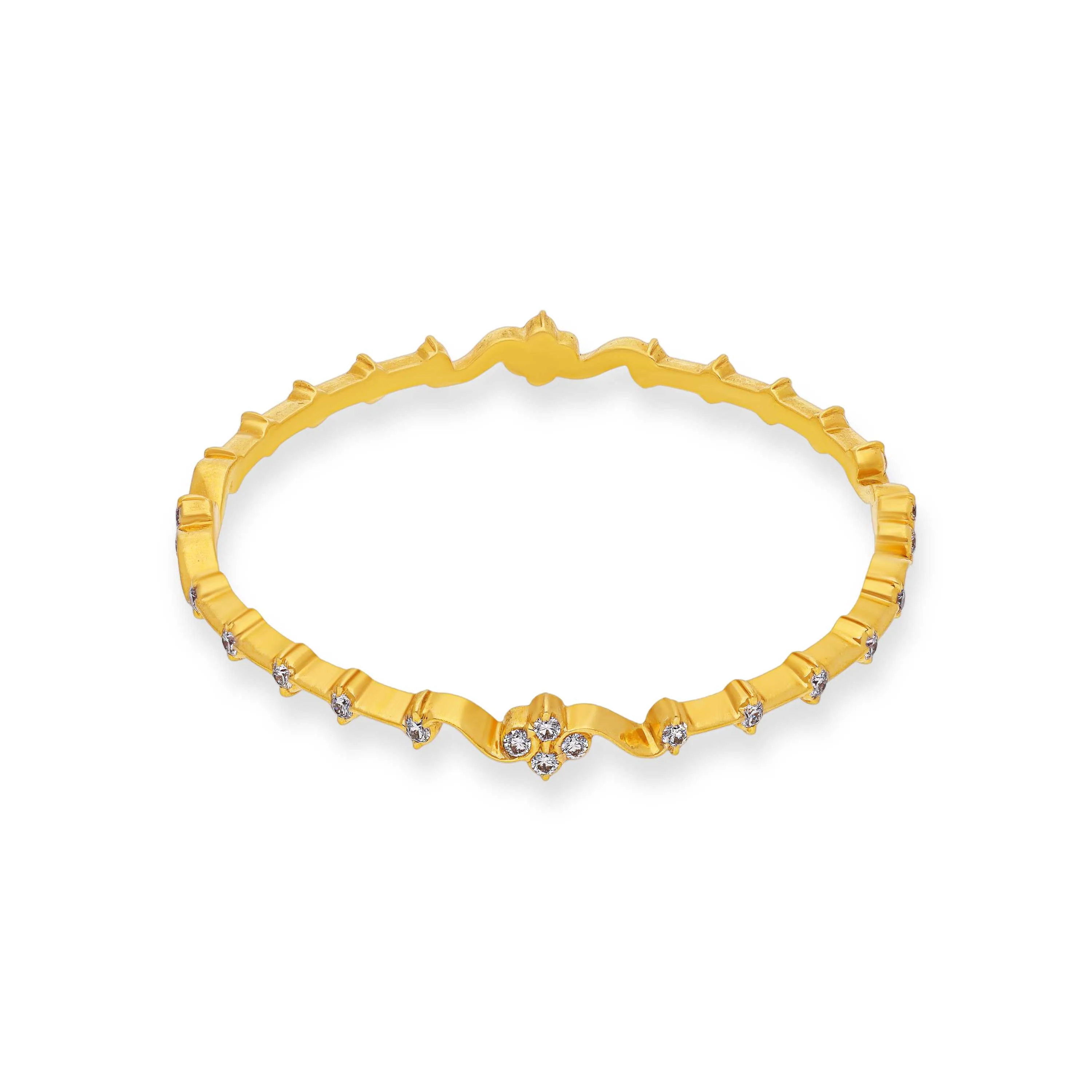 Traditionally Crafted And Diamond Studded 22KT Gold Close Setting Bangles