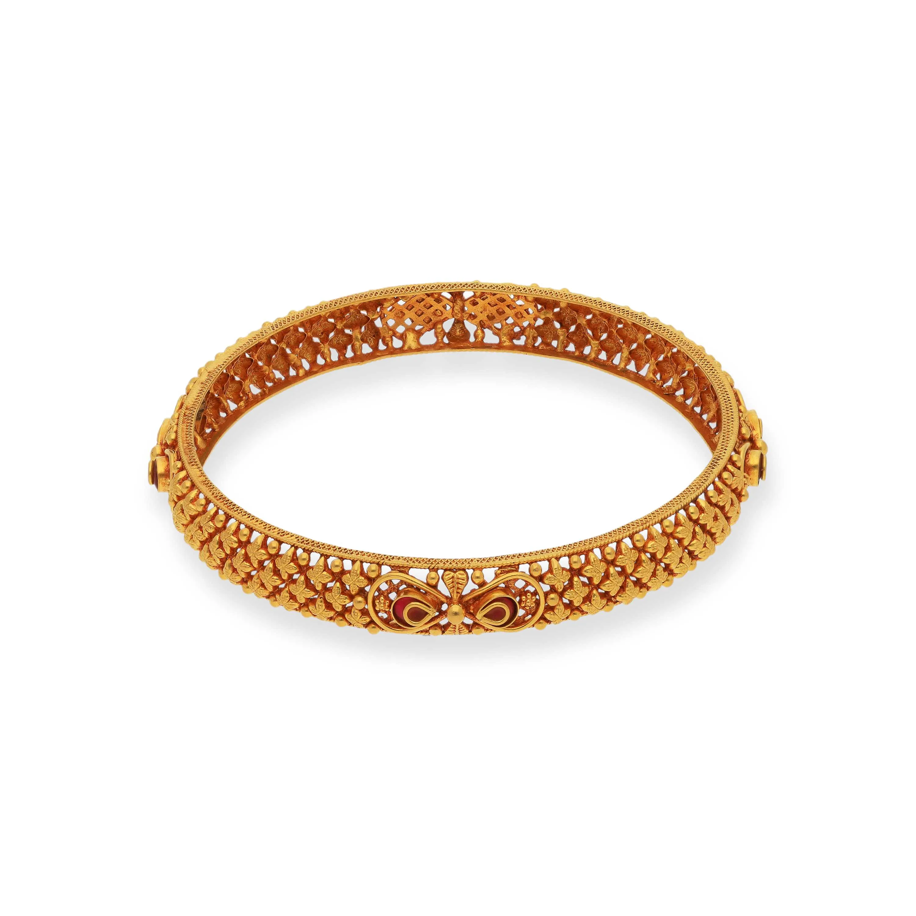 Antique Finished And Studded 22KT Gold Bangles