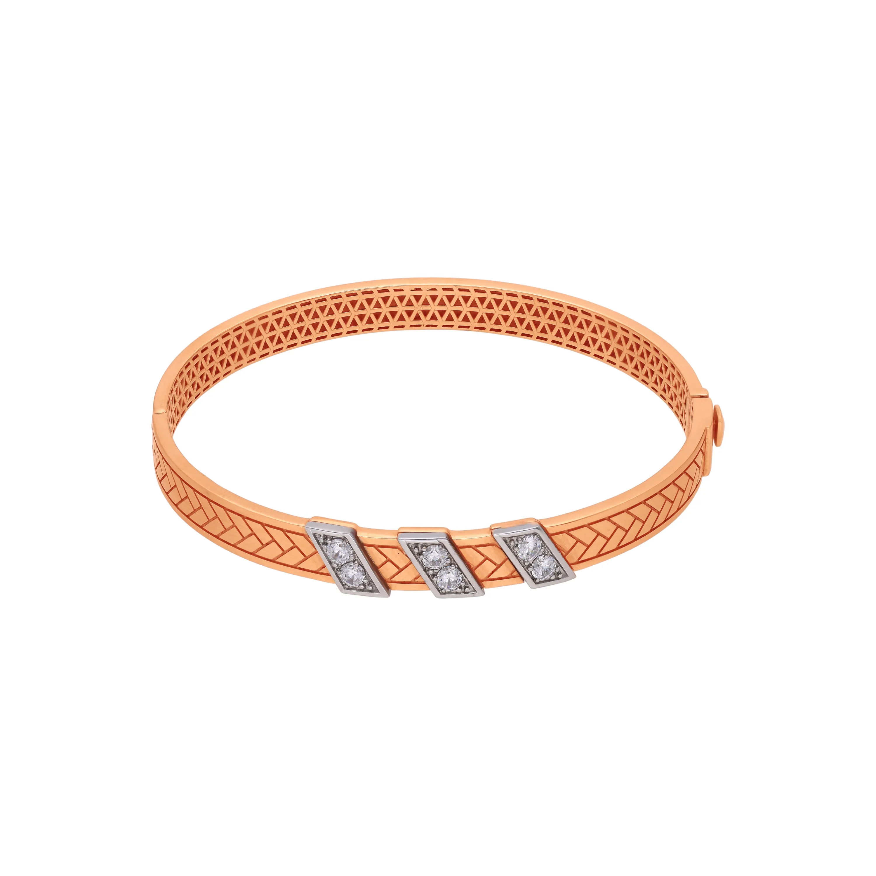Studded And Detailed 18KT Rose Gold Bangles For Women