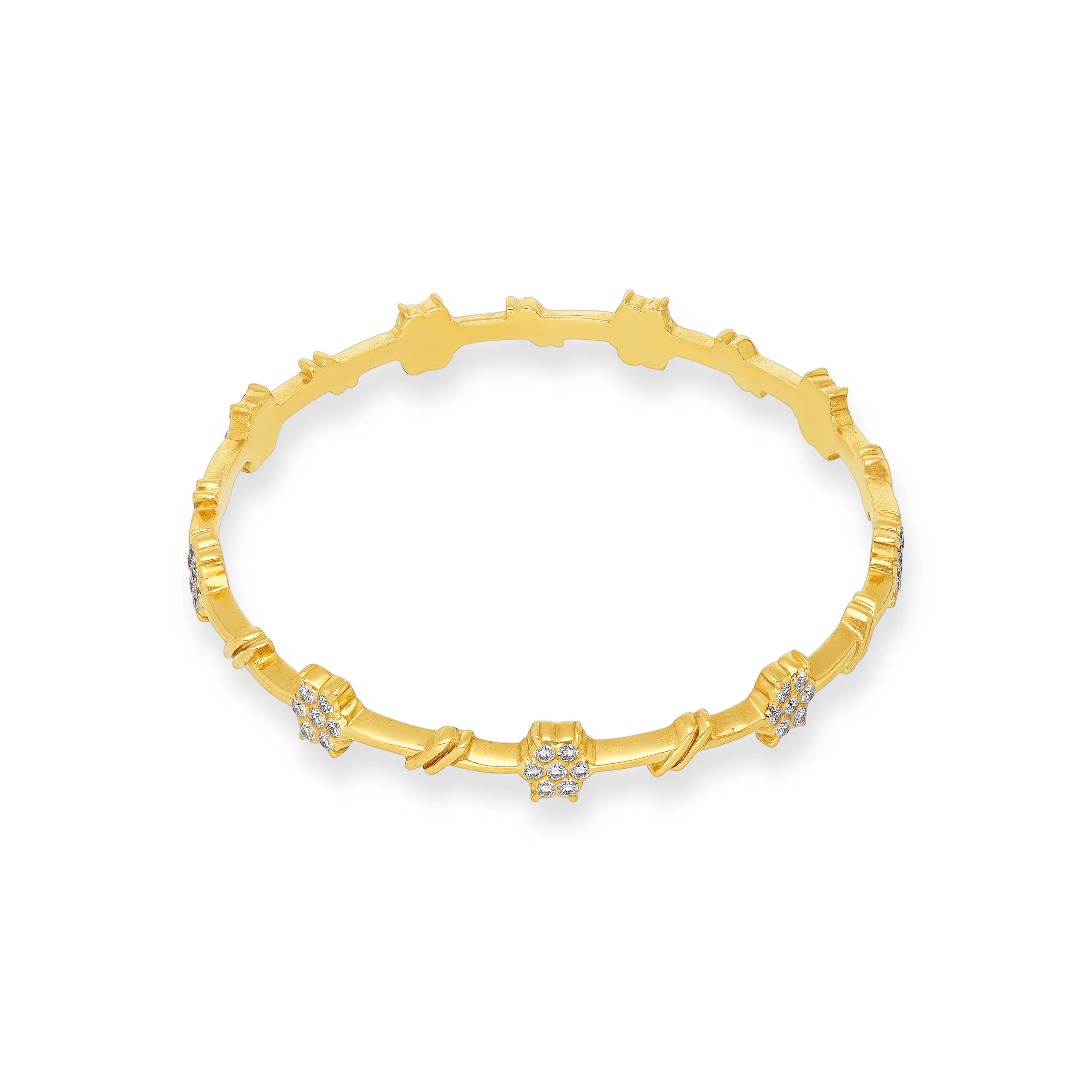 Traditionally Crafted And Diamond Studded 22KT Gold Close Setting Bangles