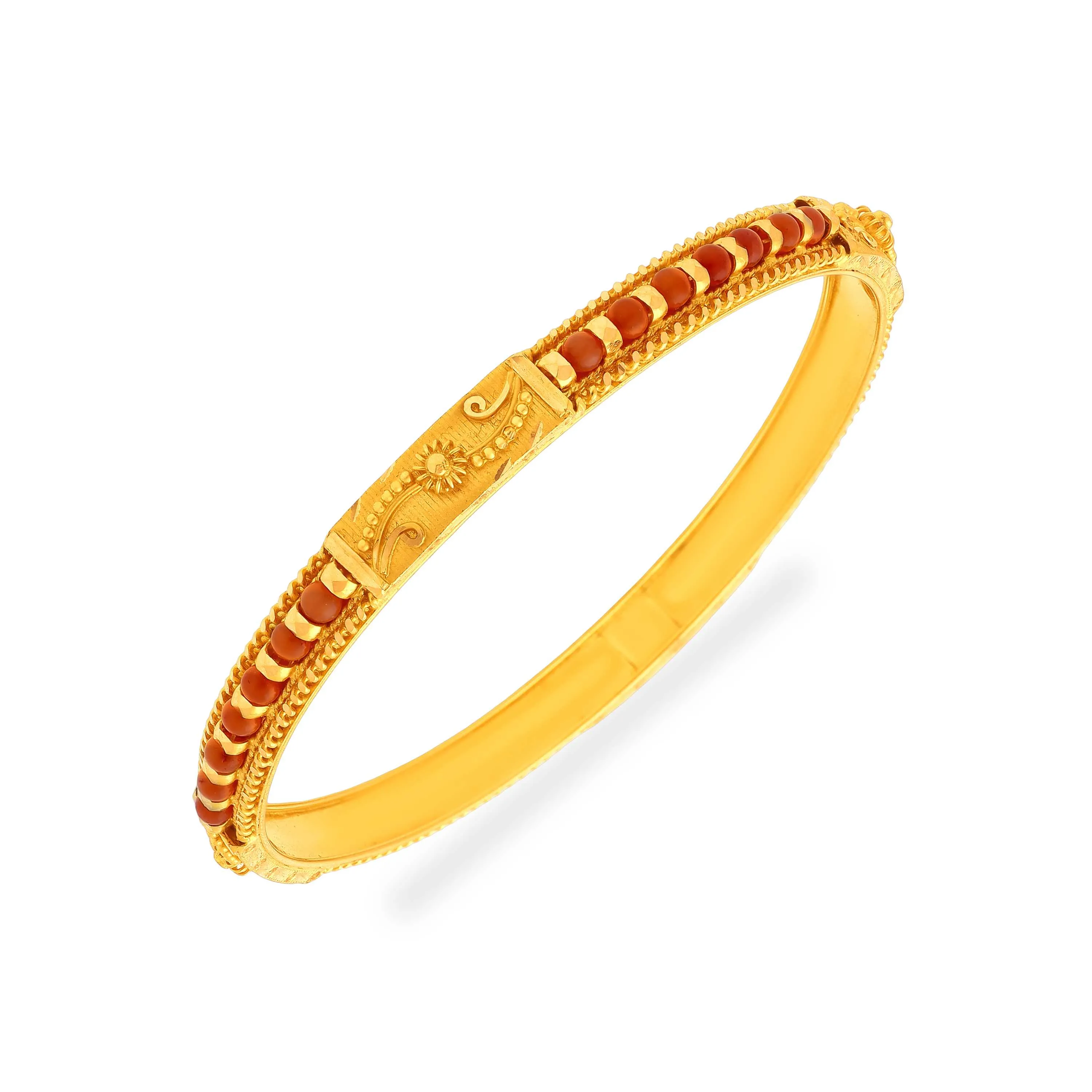 Traditionally Crafted Coral Pattern 22KT Gold Bangle