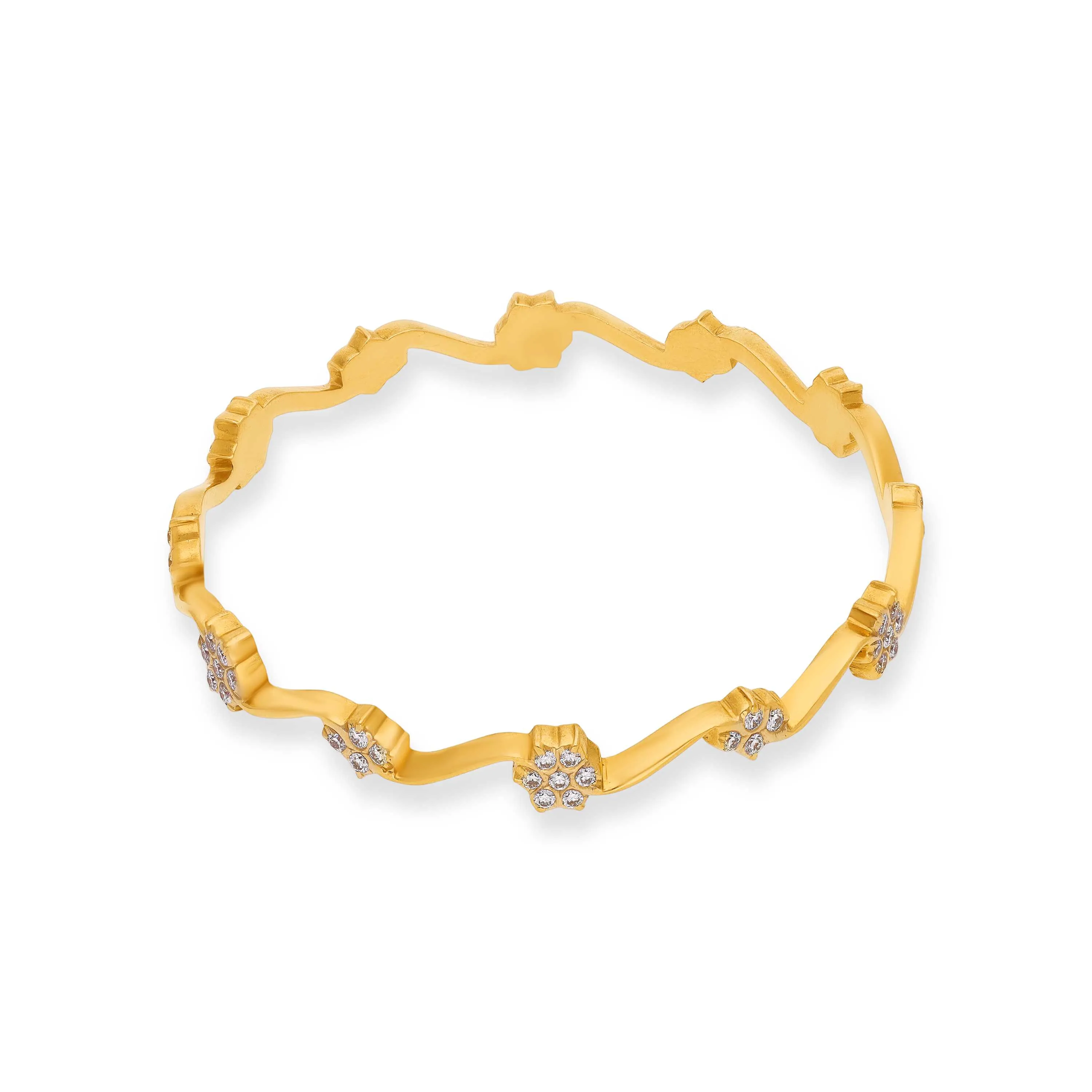Traditionally Crafted And Diamond Studded 22KT Gold Close Setting Bangles