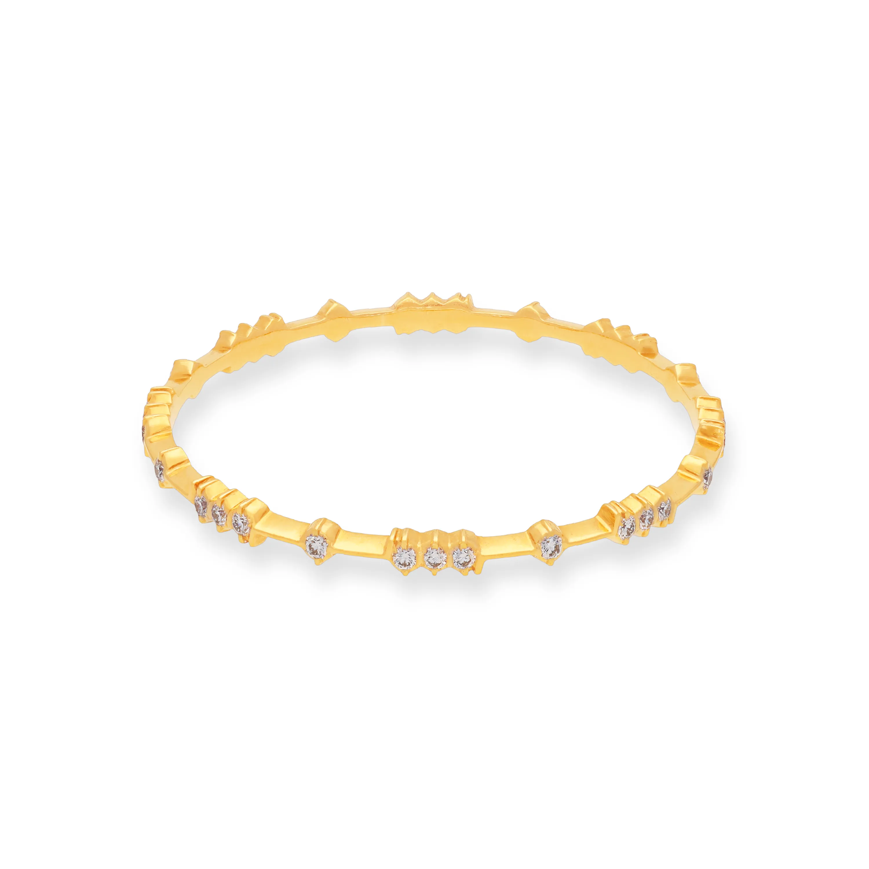 Traditionally Crafted And Diamond Studded 22KT Gold Close Setting Bangles