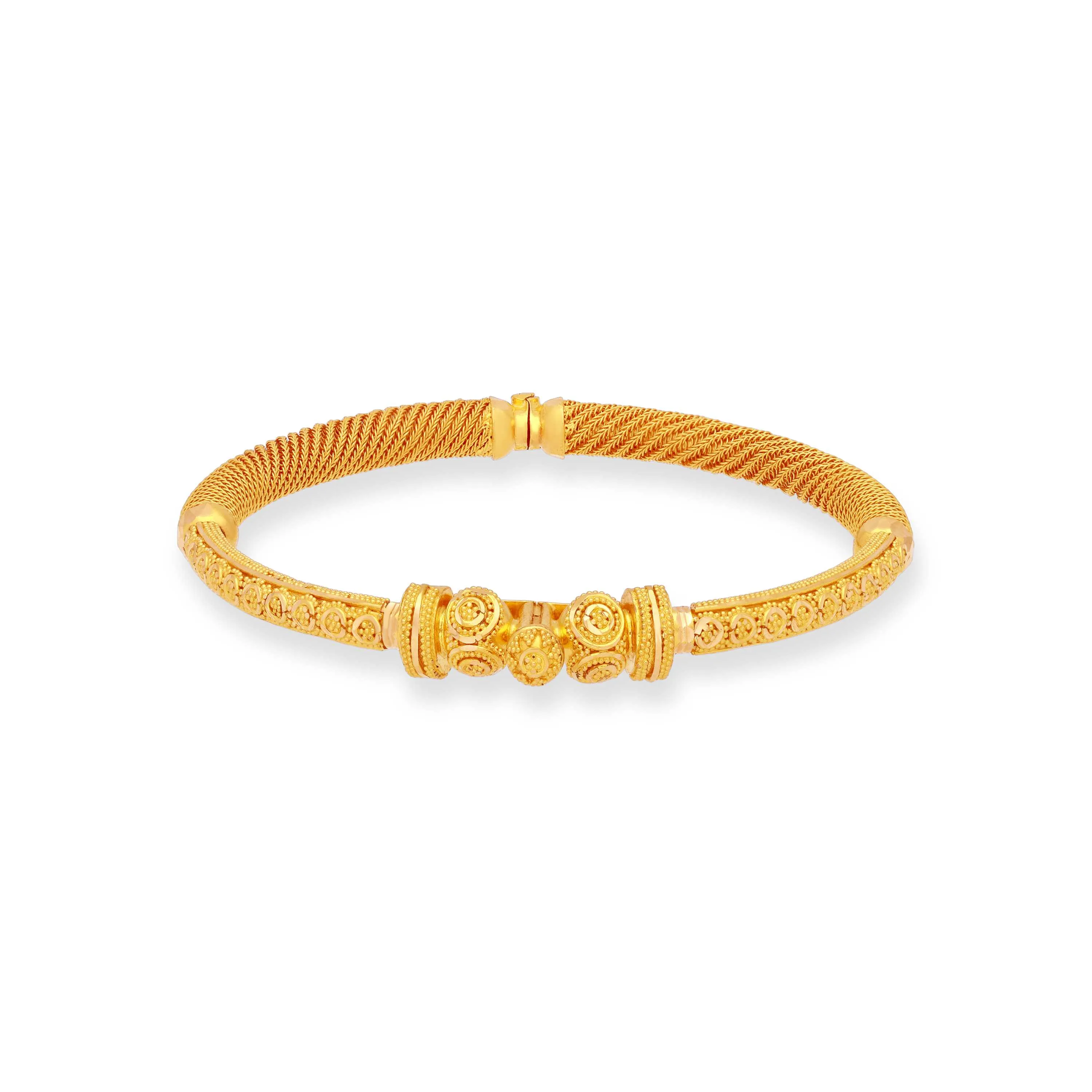 Traditionally Crafted And Detailed 22KT Gold Kada With Screw