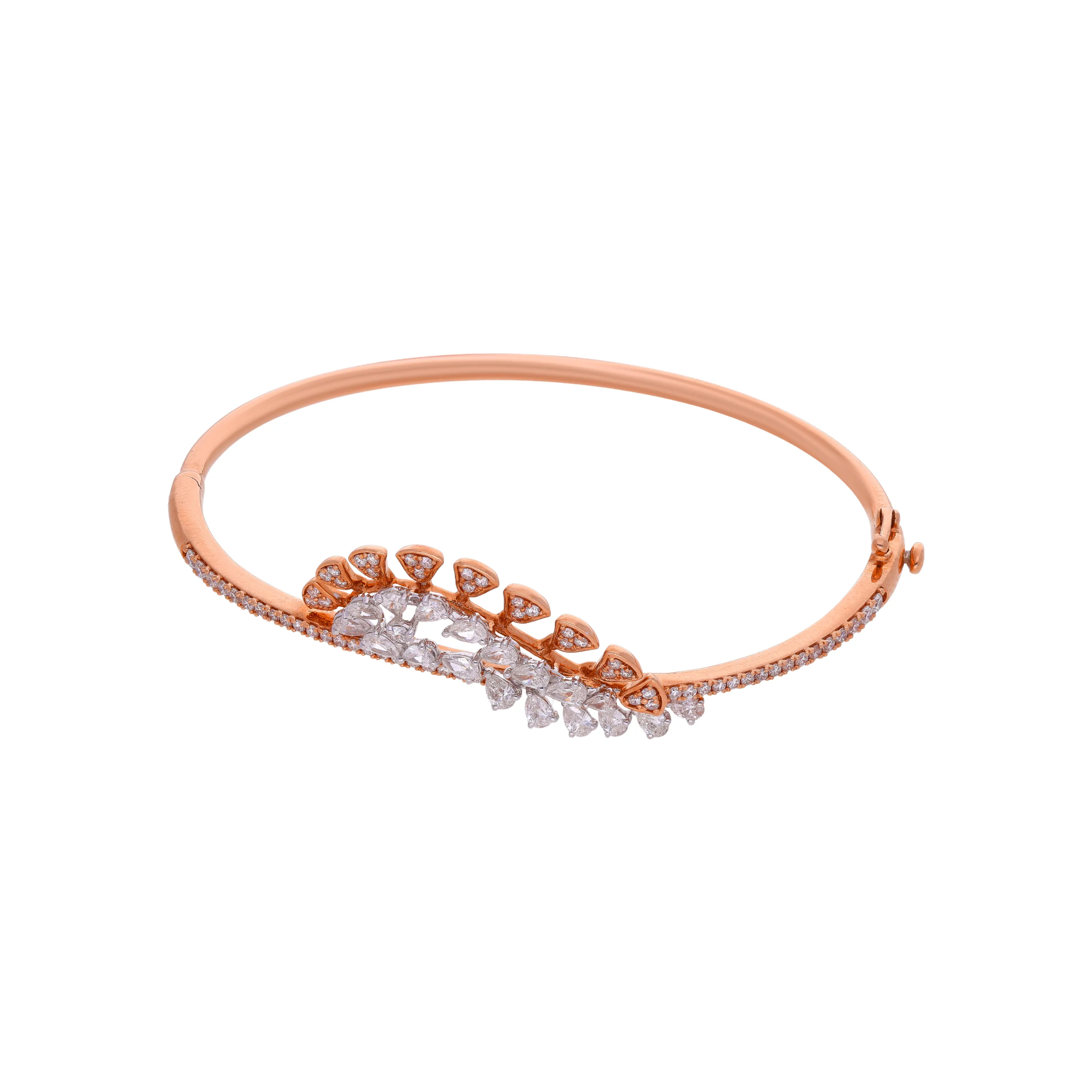 Glamorously Detailed And Diamond Studded 18KT Rose Gold Kada