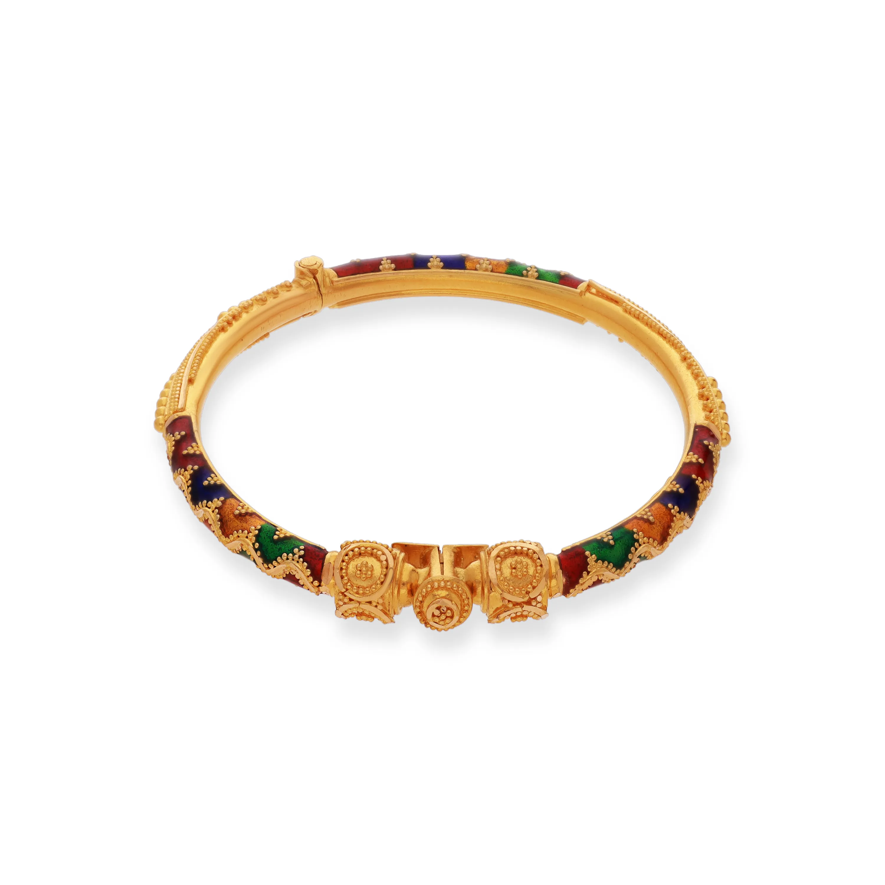 Enamel Worked And Detailed 22KT Gold Bangles