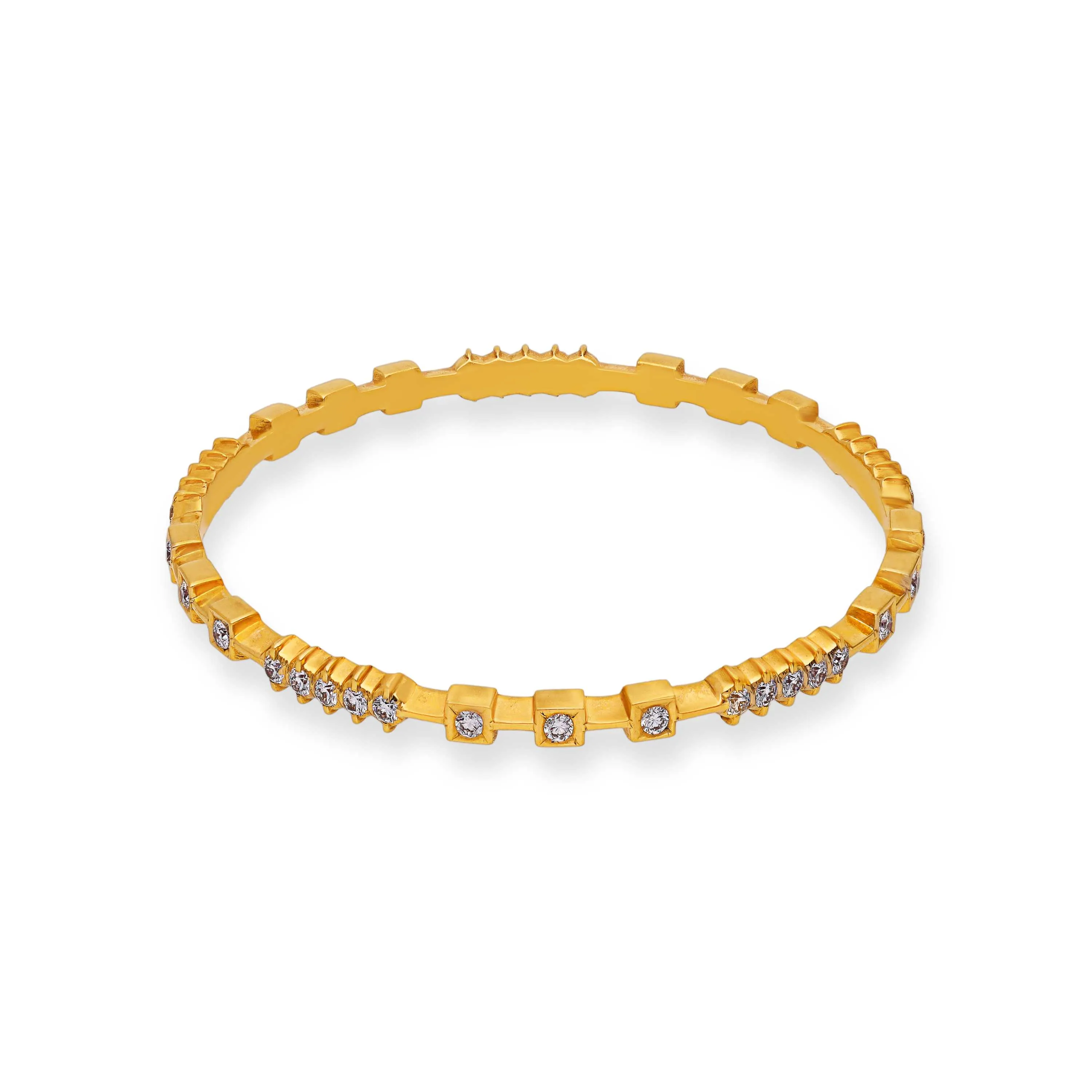 Traditionally Crafted And Diamond Studded 22KT Gold Close Setting Bangles