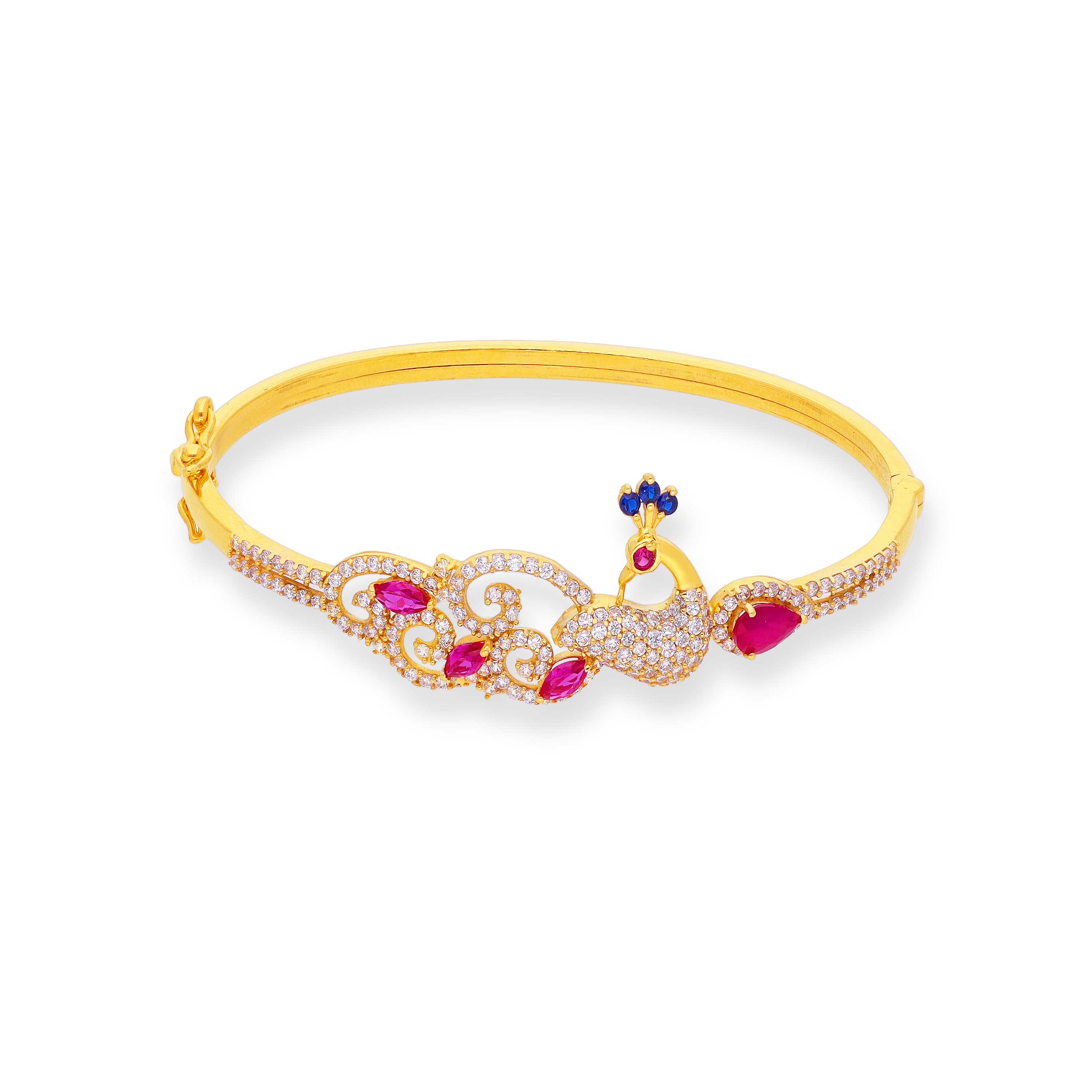 Premium Studded Peacock Motif 22KT Gold Bangle