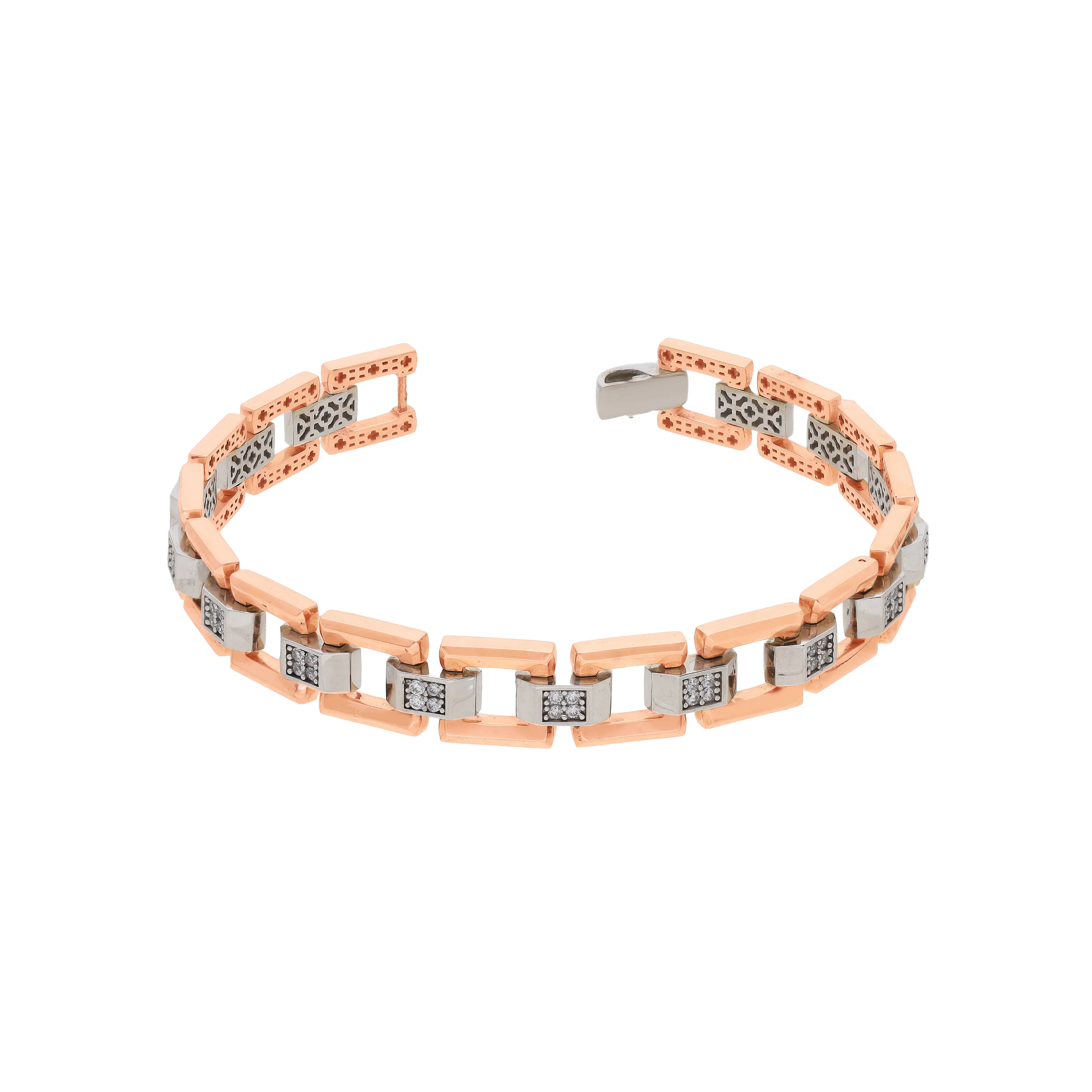 Studded & Detailed 18KT Rose Gold Bracelet For Men