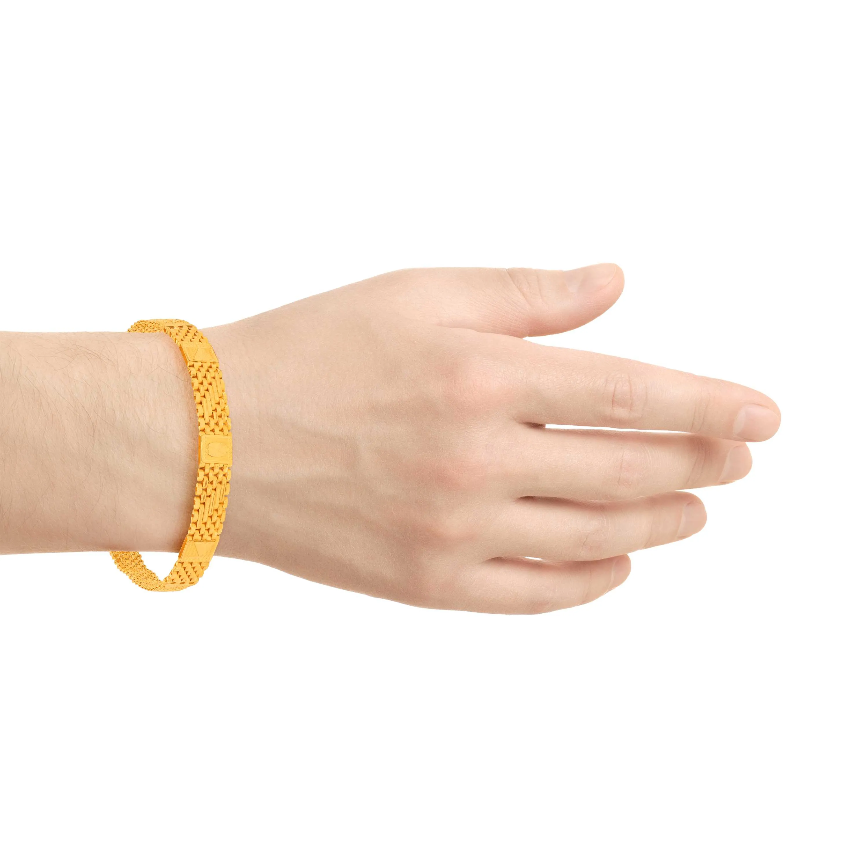 Classic Finely Detailed 22KT Gold Cartier Bracelet For Men