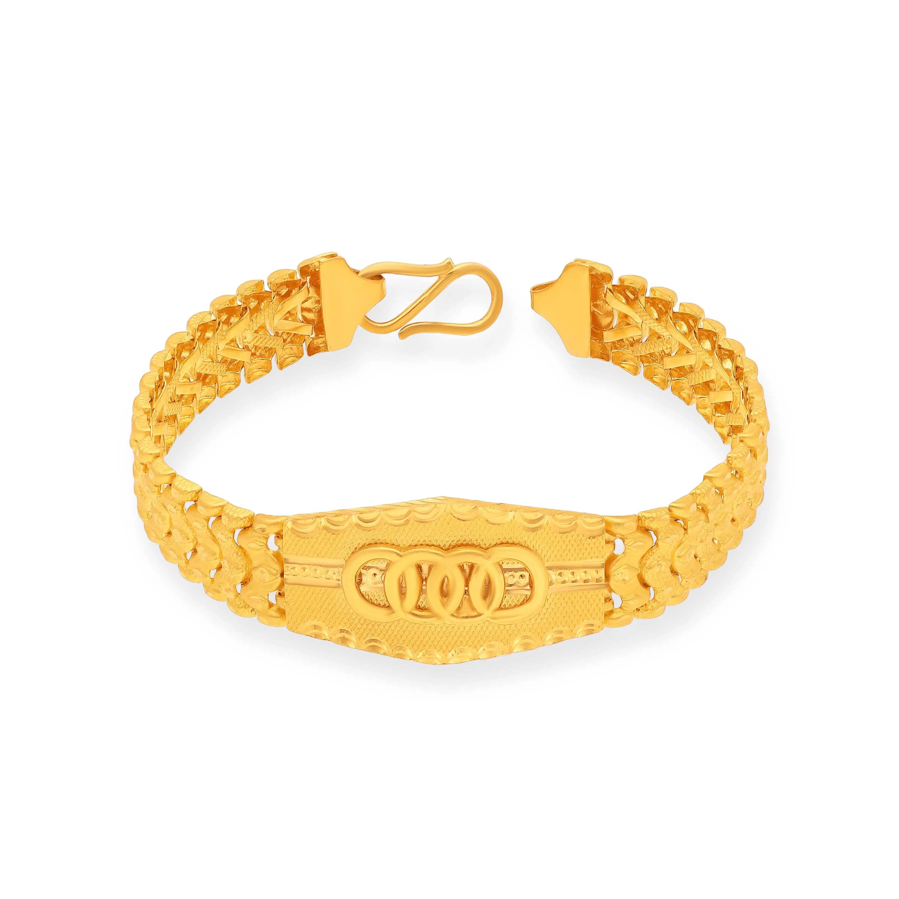 Classic Matte Finished Benz Logo 22KT Gold Bracelet For Men