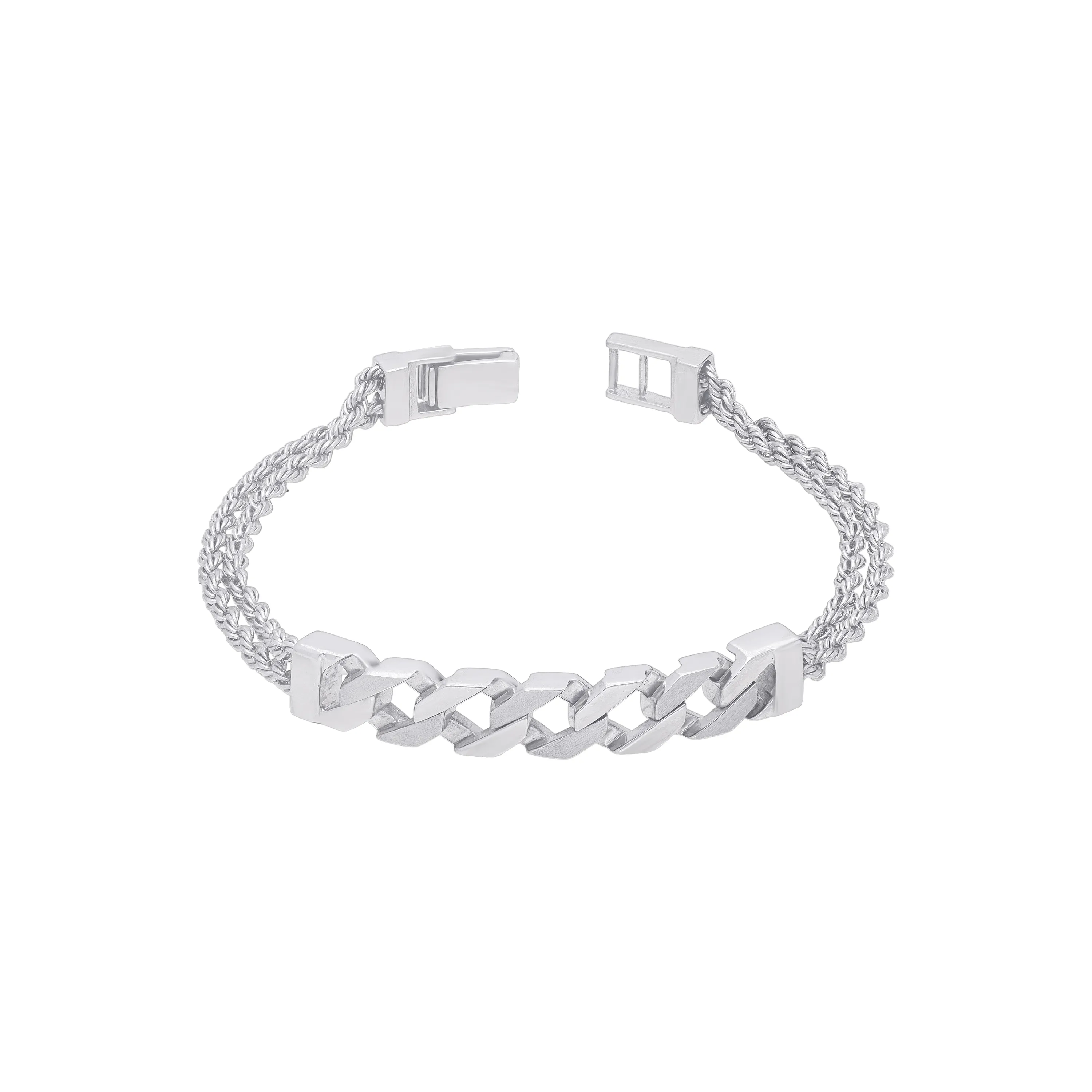 Matte Finished And Detailed Platinum Bracelet