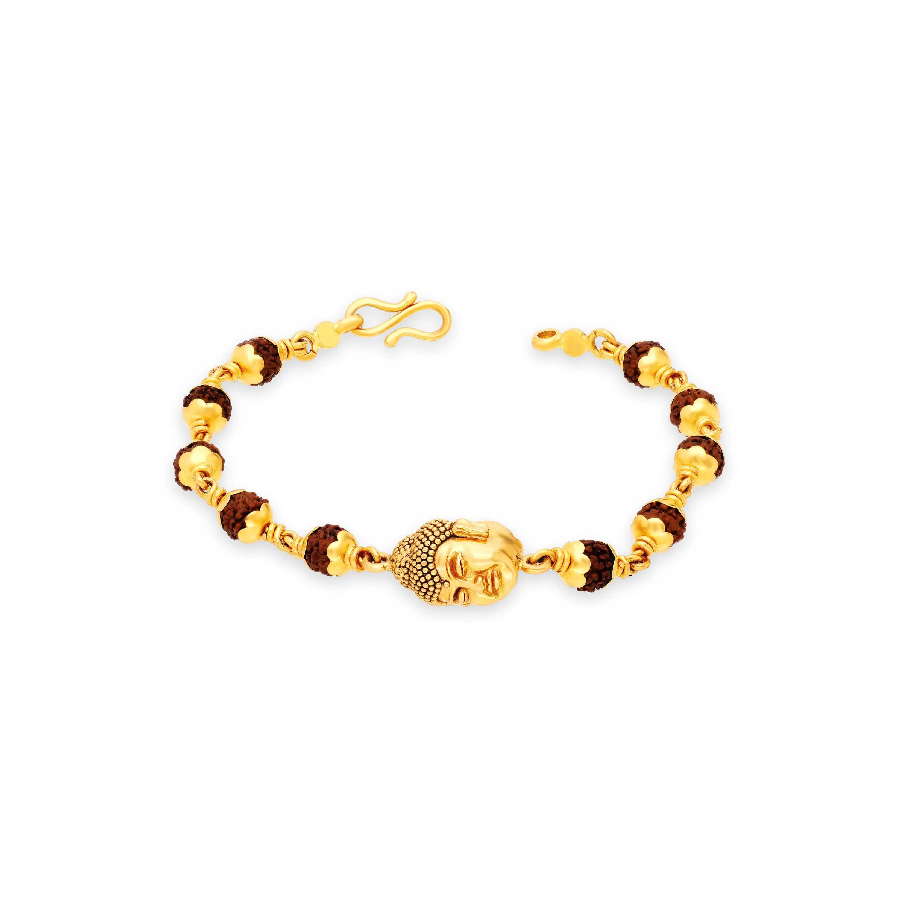 Specially Crafted And Detailed 22KT Gold Buddha Bracelet For Men