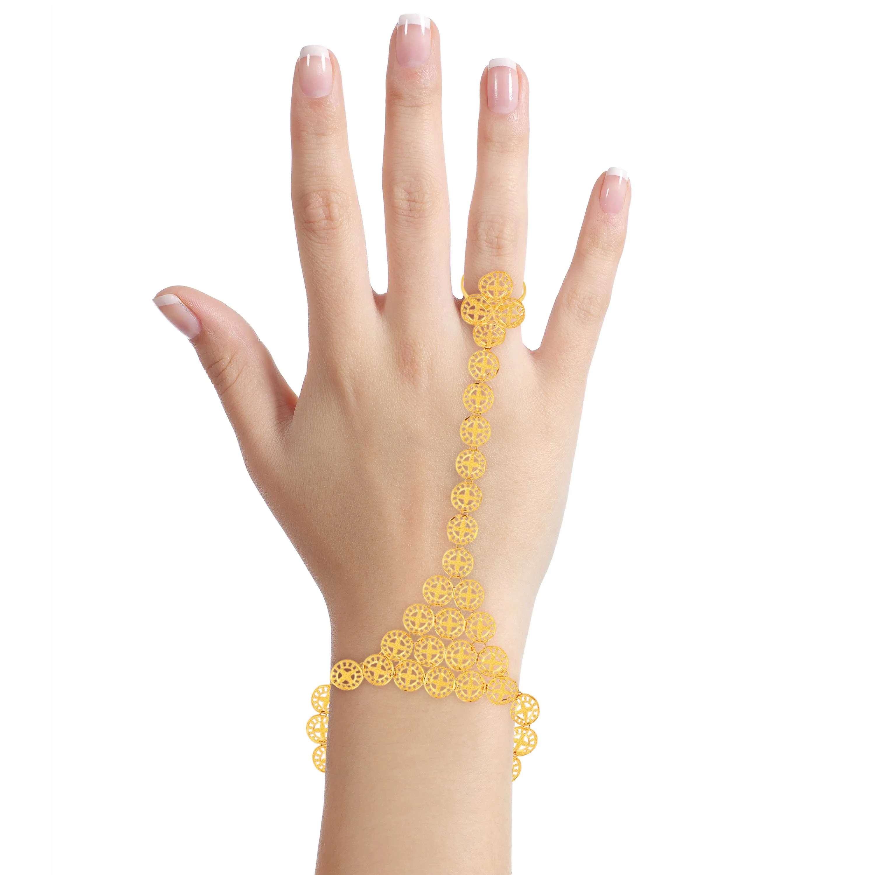 Traditionally Crafted And Detailed 22KT Gold Mehndi Bracelet