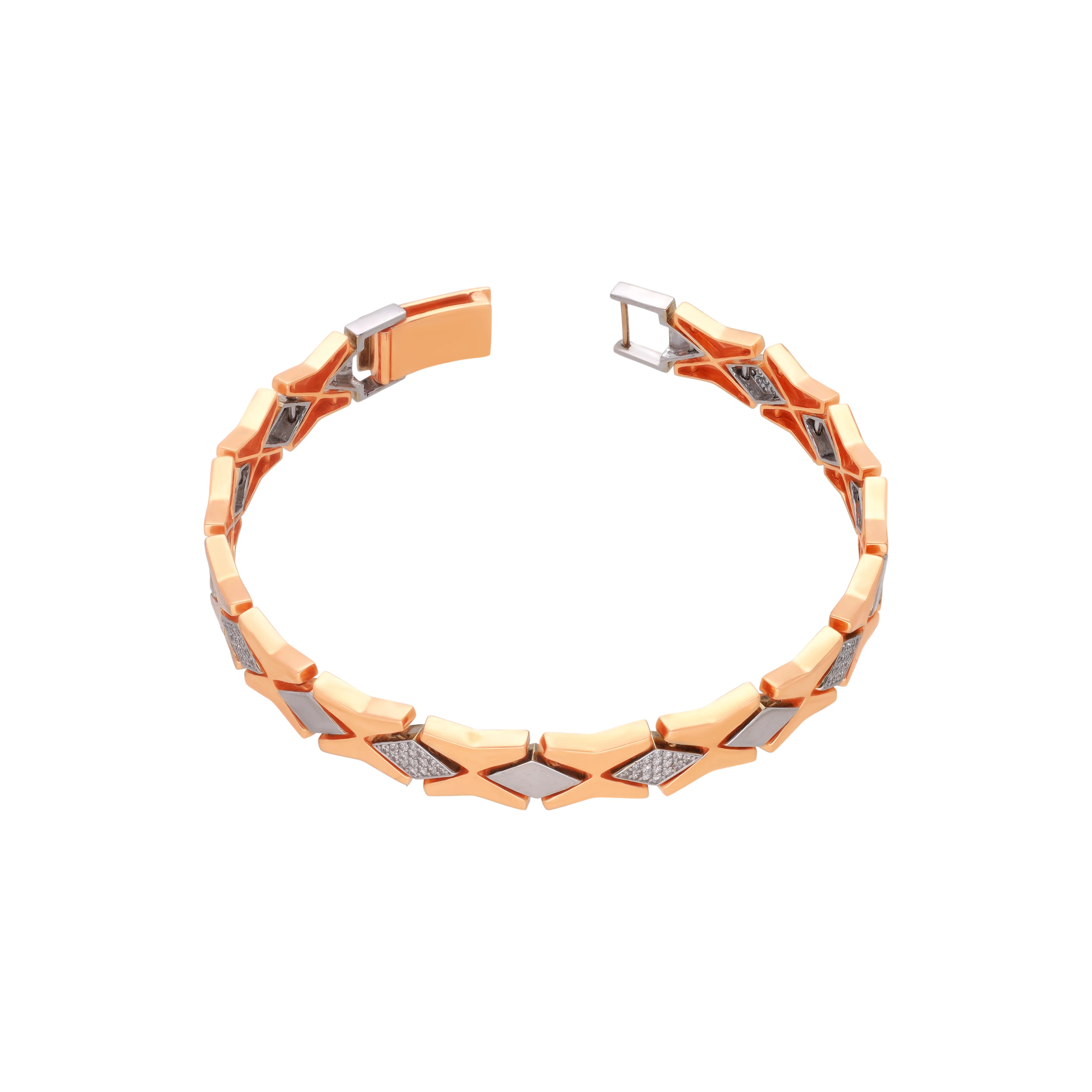 Classic Finely Detailed And Crafted 18KT Rose Gold Bracelet For Men