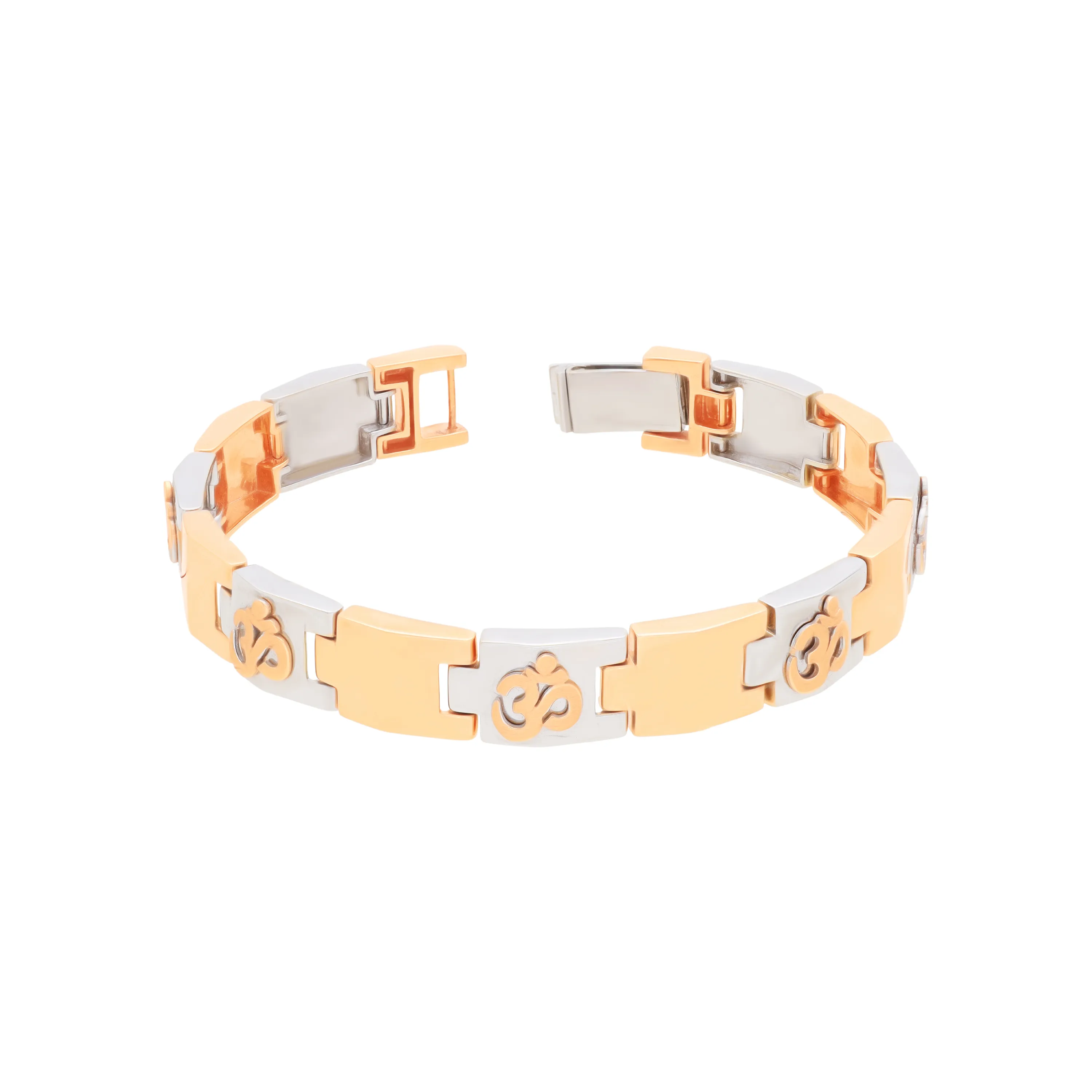 Classic Finely Detailed And Crafted 18KT Rose Gold Bracelet For Men