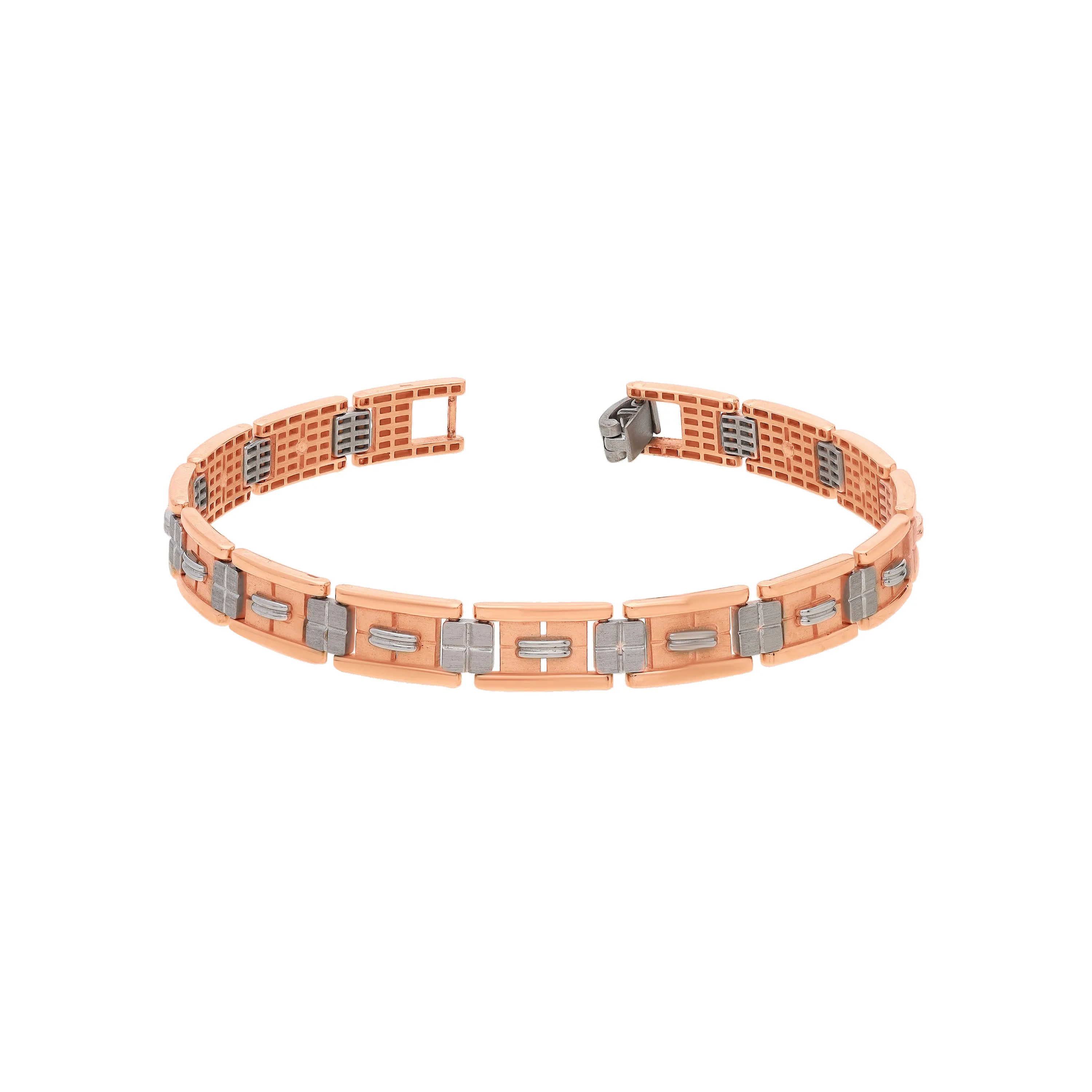 Classic Finely Detailed And Crafted 18KT Rose Gold Bracelet For Men