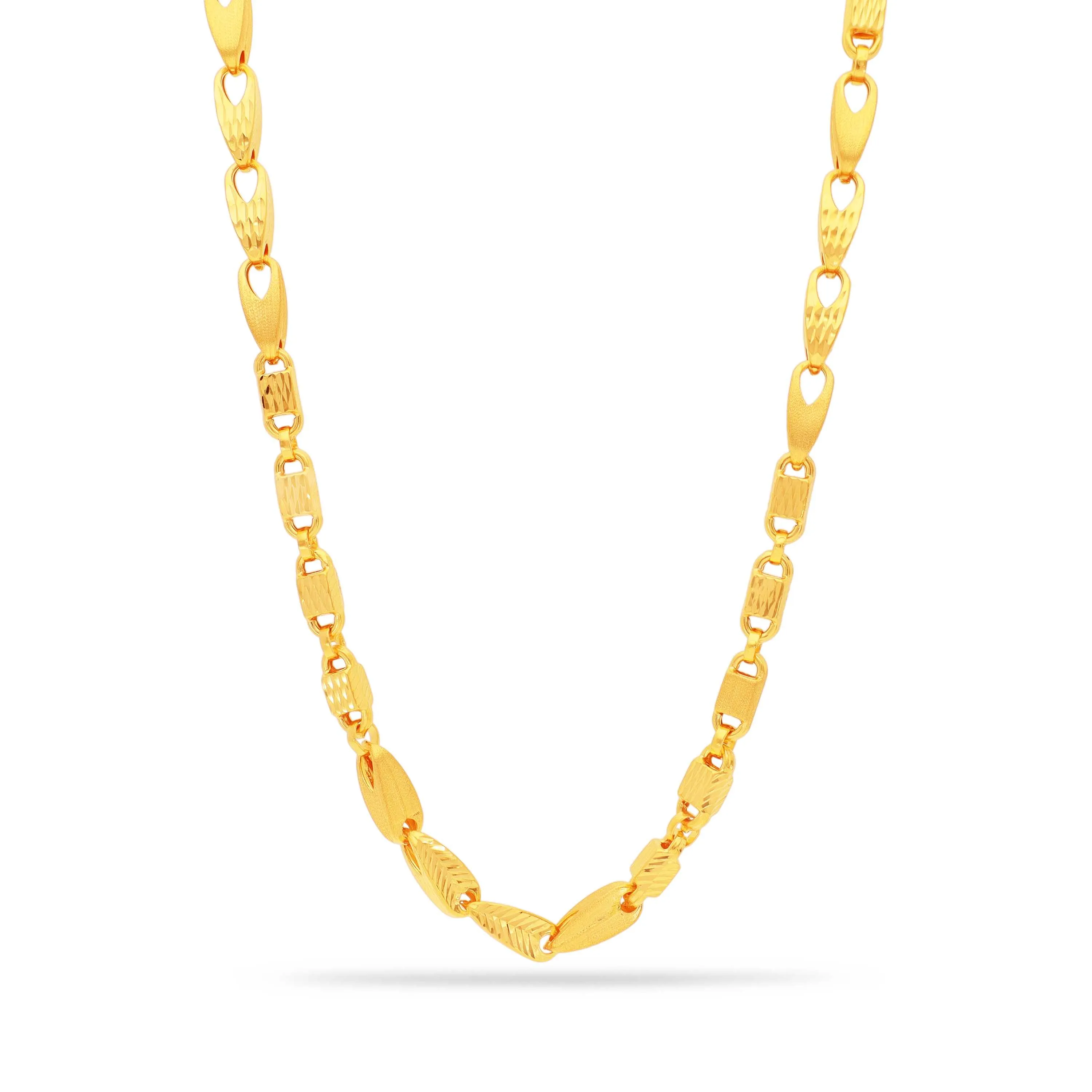 Matte Finished And Detailed 22KT Gold Chain