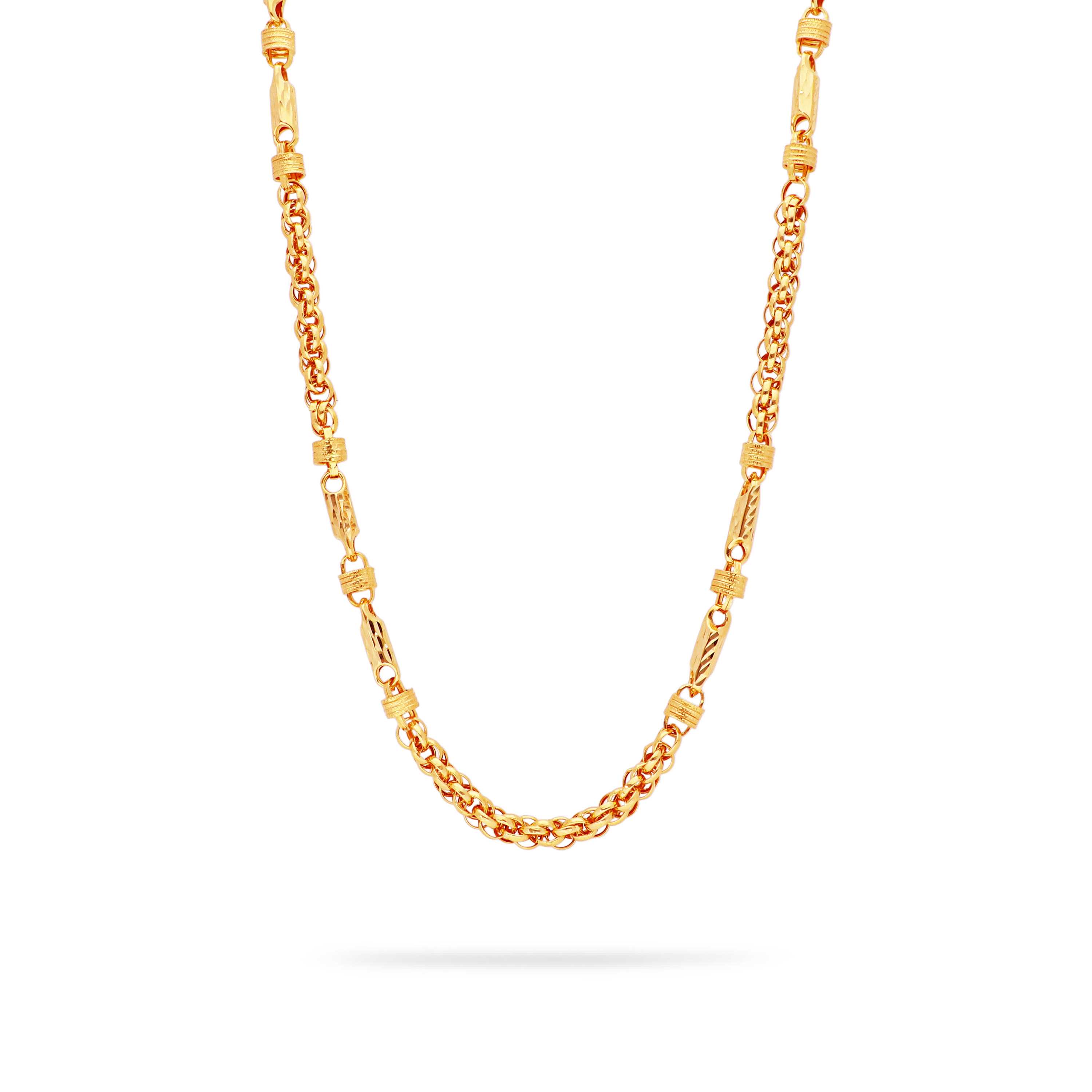 Traditionally Crafted And Detailed 22KT Gold Chain For Men