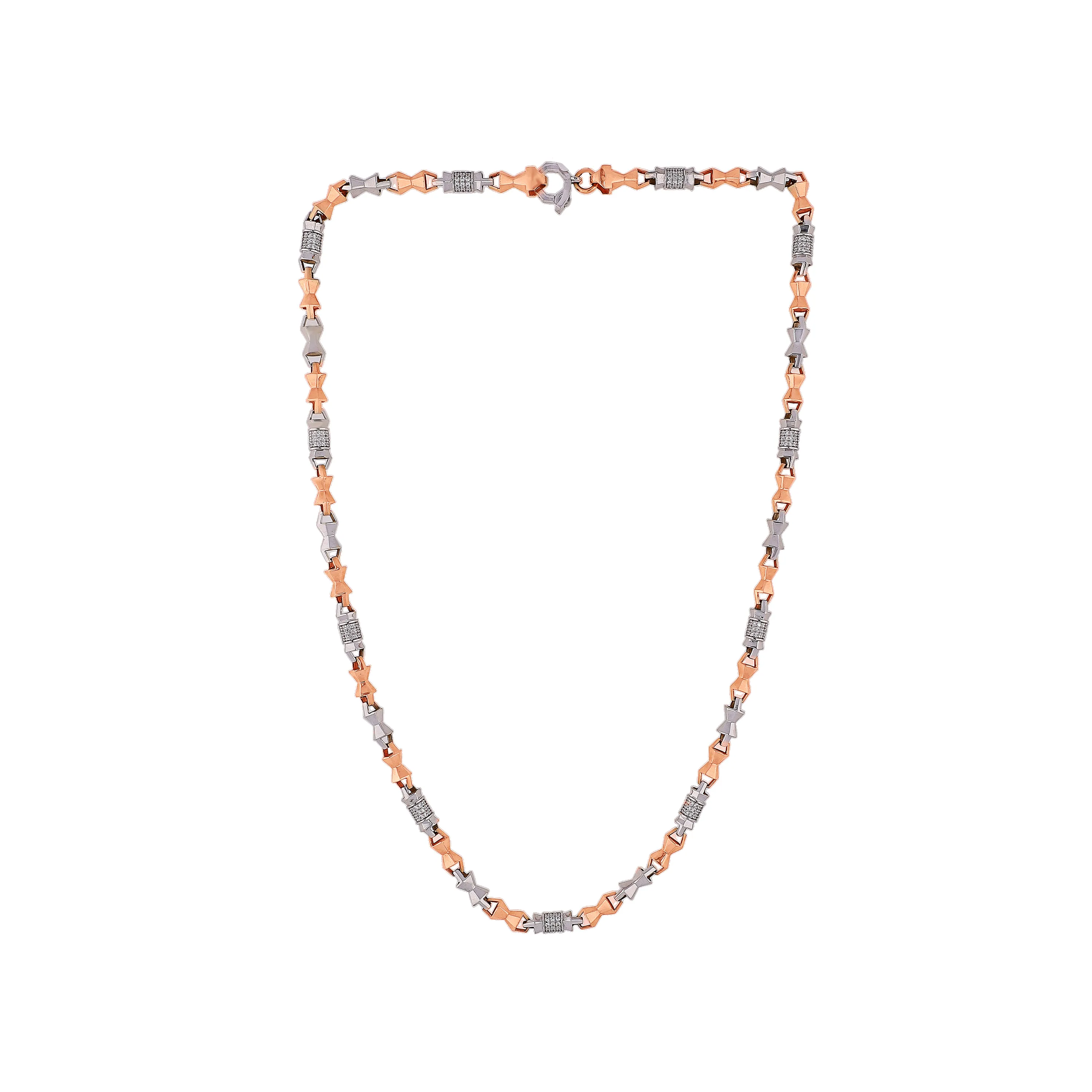 Studded And Detailed 18KT Rose Gold Chain For Men